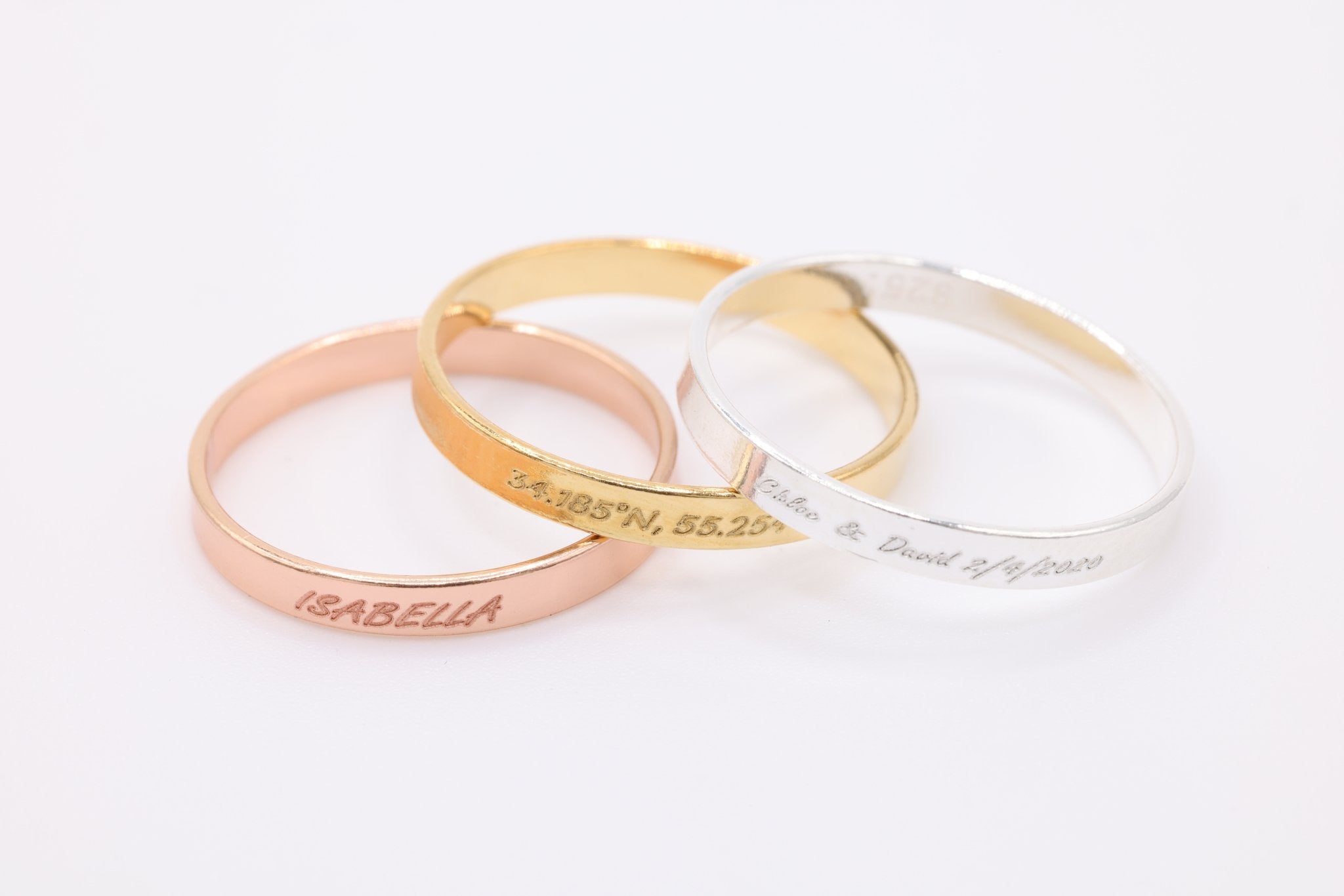 Engraved Rings, Gold Plated Sterling Silver - HarperCrown