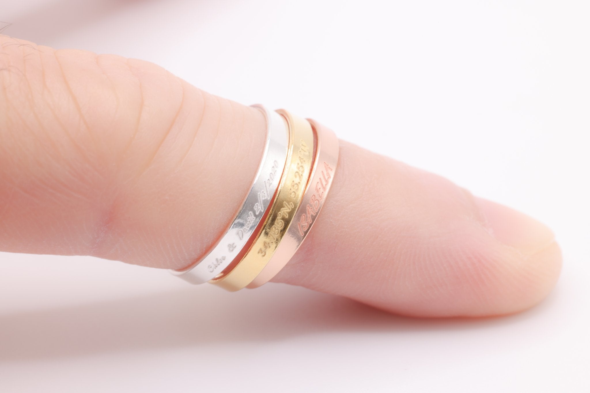 Engraved Rings, Gold Plated Sterling Silver