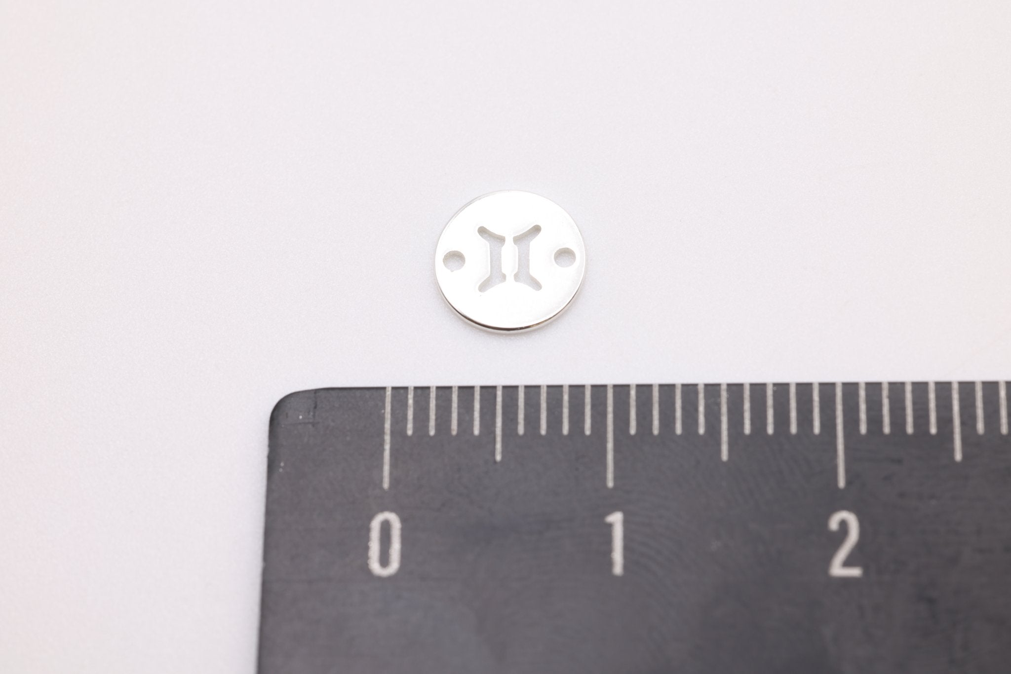 Gemini Zodiac Connector Charm, 925 Sterling Silver, 6mm x 6mm, Bulk Wholesale Jewelry Making Charm - HarperCrown