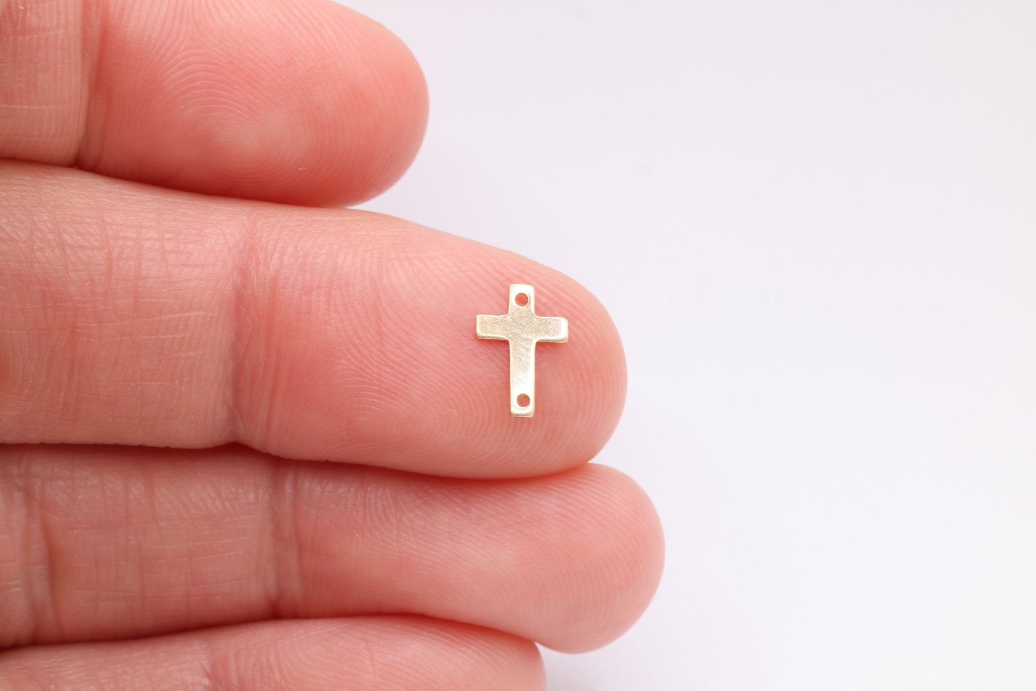 Gold-Filled Cross Connector Charm, 9mm x 6mm, Spacer Link Charm, Sideways Horizontal Cross - HarperCrown