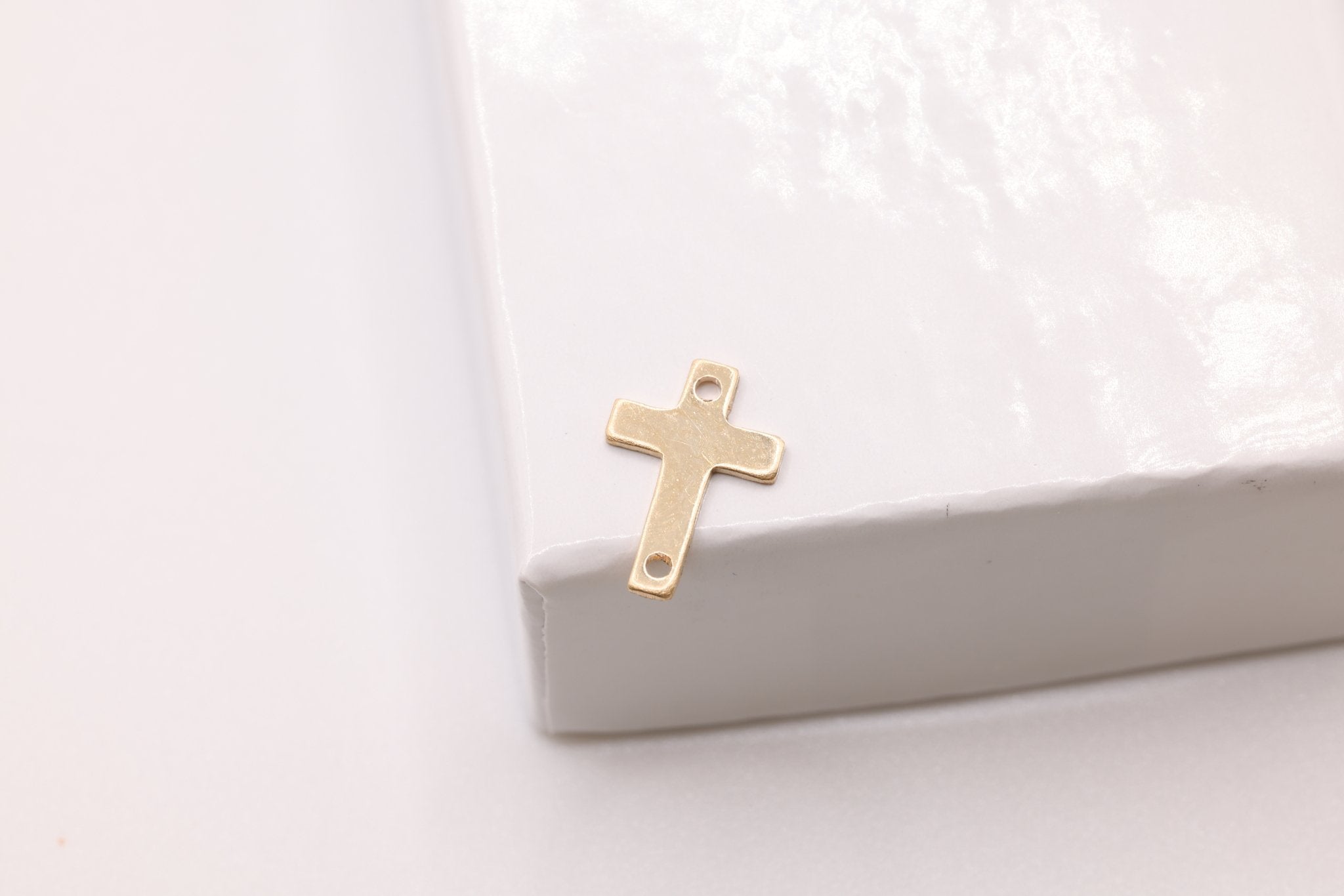 Gold-Filled Cross Connector Charm, 9mm x 6mm, Spacer Link Charm, Sideways Horizontal Cross - HarperCrown