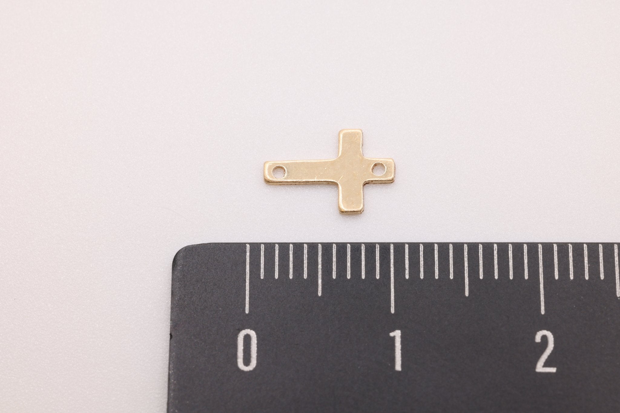 Gold-Filled Cross Connector Charm, 9mm x 6mm, Spacer Link Charm, Sideways Horizontal Cross - HarperCrown