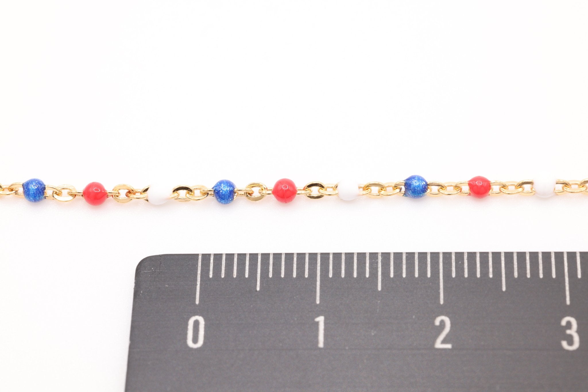 Gold-Filled Enamel Chain, Red, White, and Blue, Patriotic Unfinished Chain Permanent Jewelry - HarperCrown