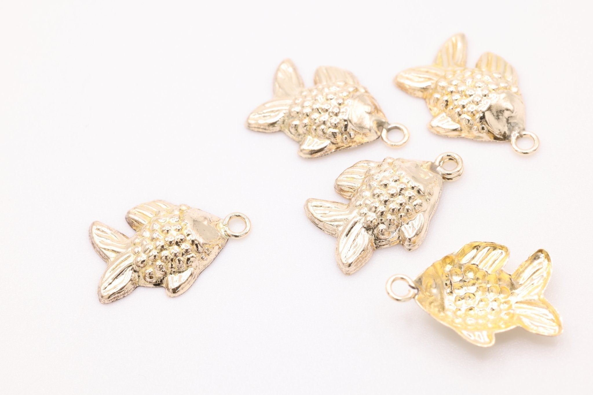 Gold Fish Charm, 14K Gold-Filled, Gold Koi Fish, Jewelry Making Charm - HarperCrown