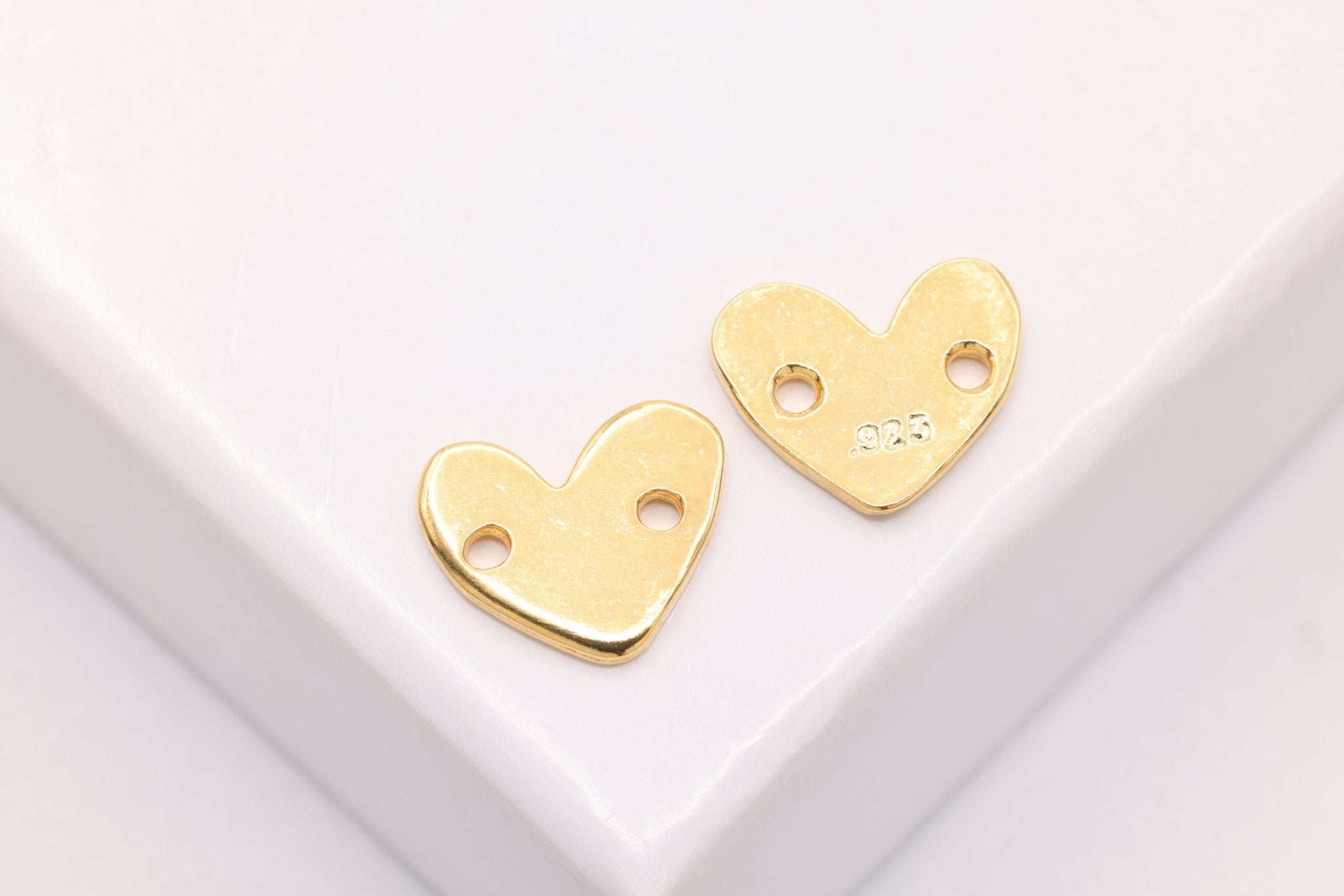 Heart Connector Charm, Gold - Plated Sterling Silver, 8mm x 7mm, Bulk DIY Wholesale Jewelry Making Charm - HarperCrown