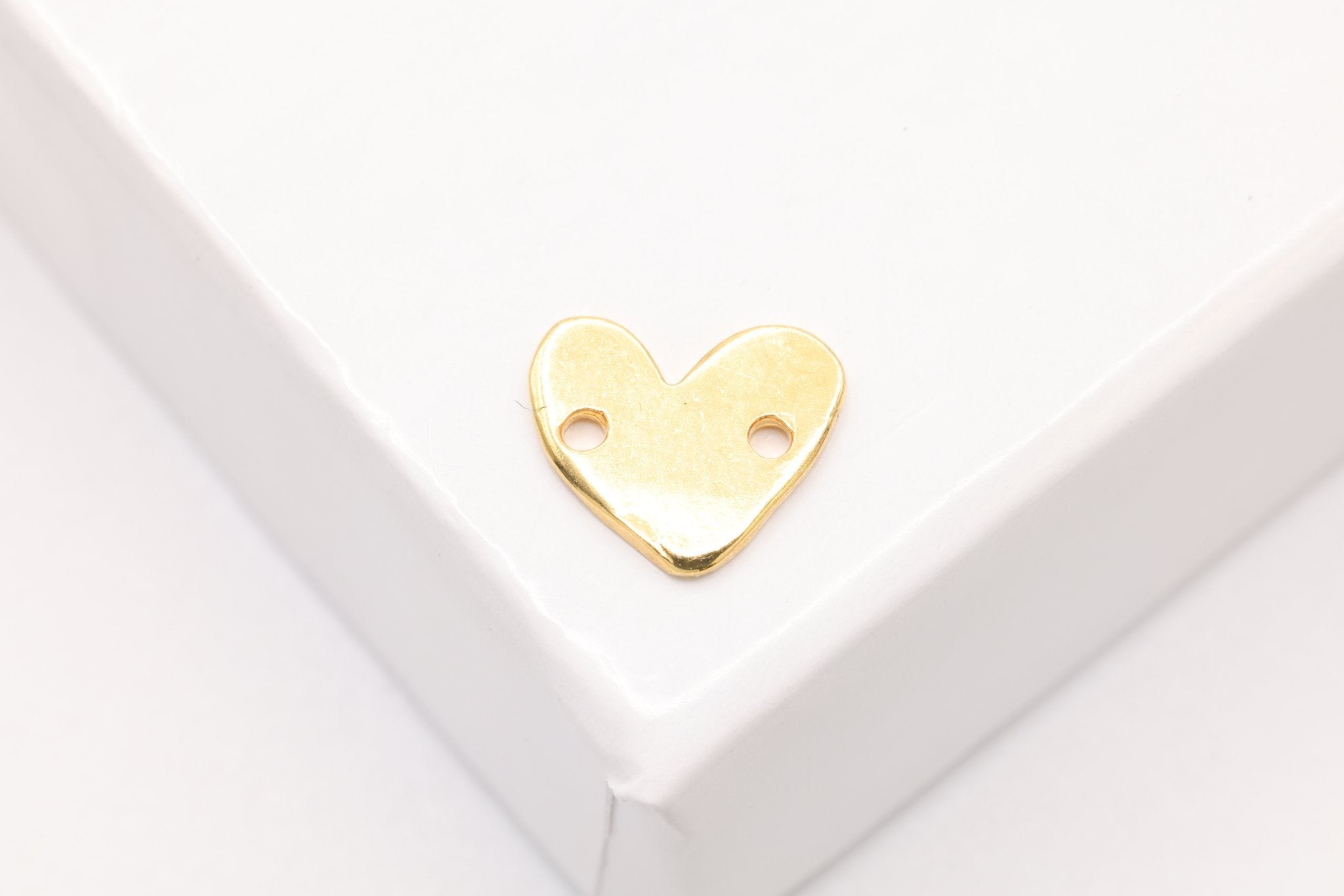 Heart Connector Charm, Solid 14K Gold, 8mm x 7mm, Bulk DIY Wholesale Jewelry Making Charm - HarperCrown