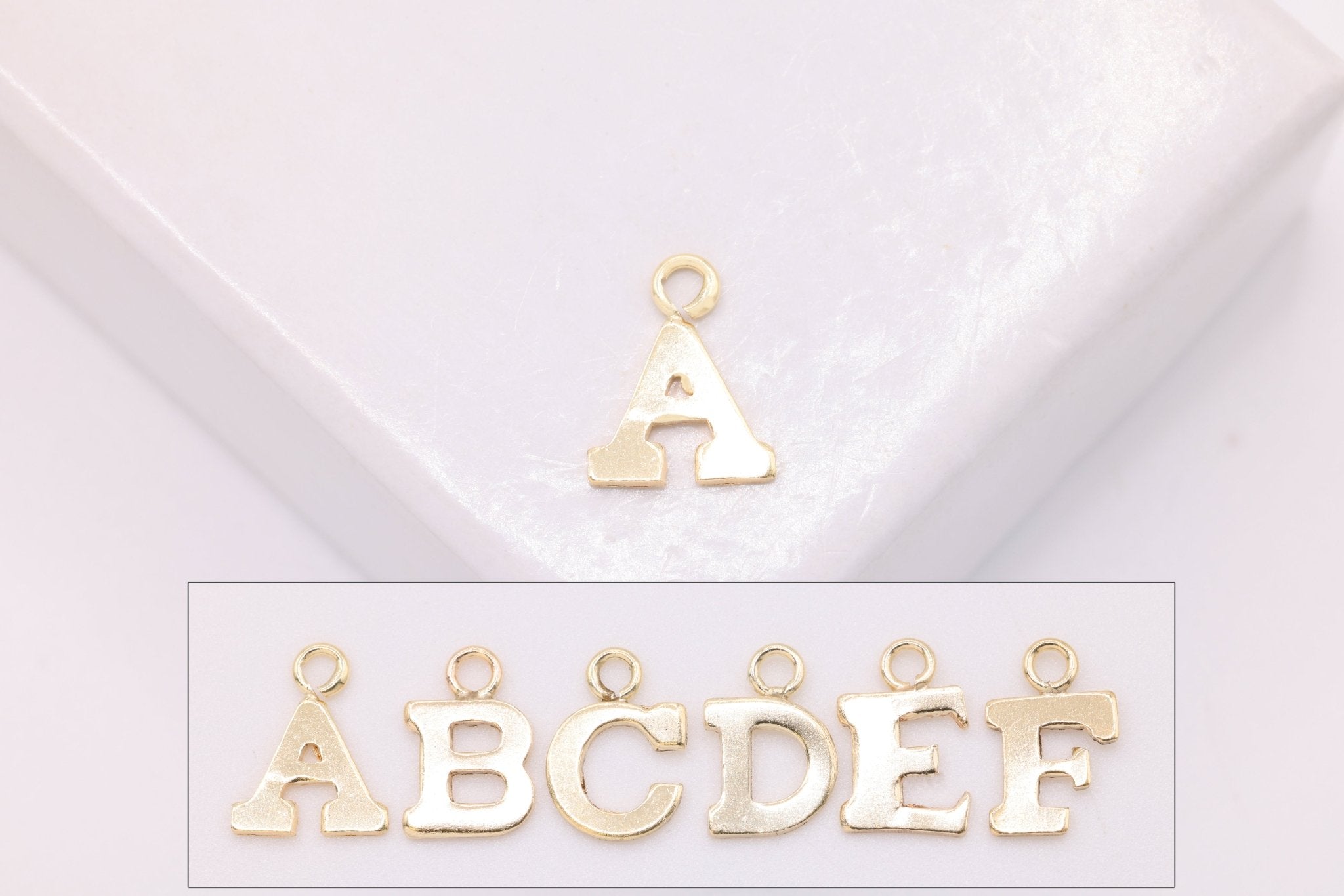 Letter Drop Charm A - Z, Wholesale, 14/20 Gold - Filled, 8mm x 6mm, Alphabet Letter Drop Charm Pendant Personalized Charm - HarperCrown