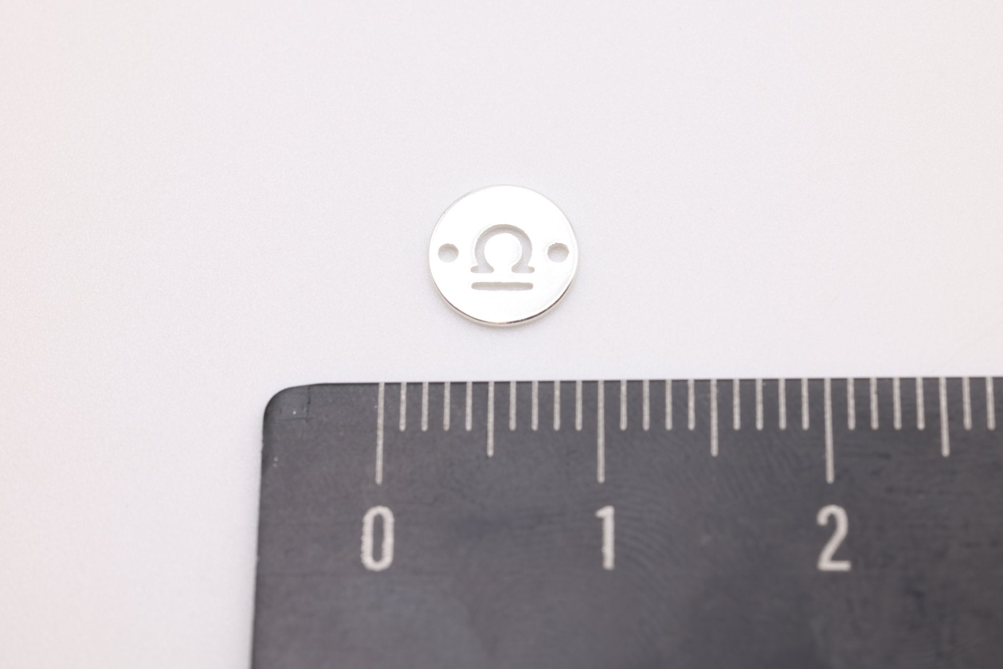 Libra Zodiac Connector Charm, 925 Sterling Silver, 6mm x 6mm, Bulk Wholesale Jewelry Making Charm - HarperCrown