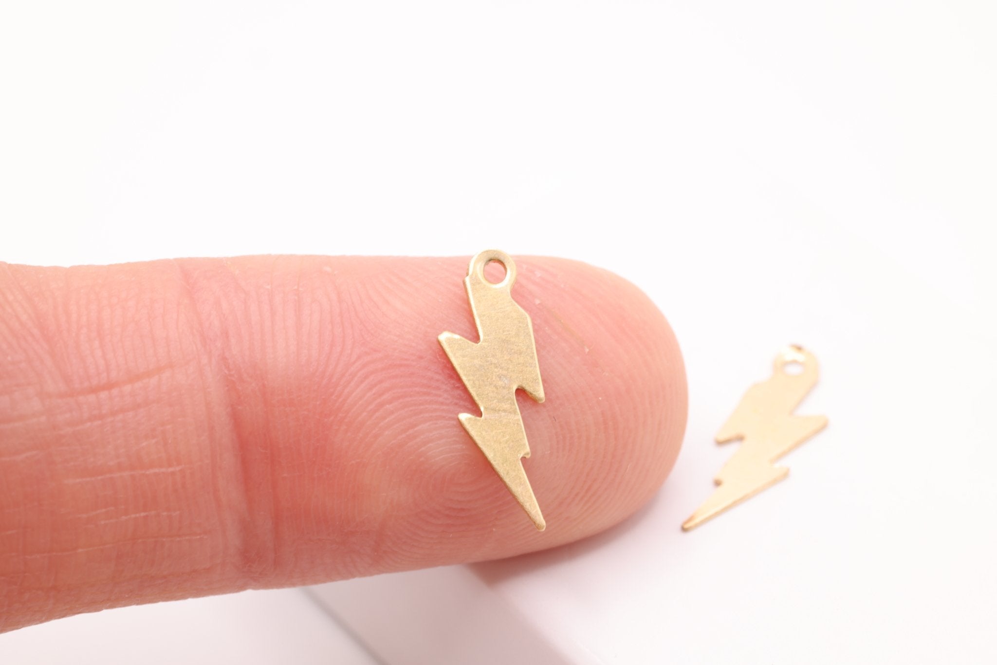 Lightning Bolt Blank Charm, Gold - Filled, 14mm x 6mm, Stamping and Engravable, Bulk DIY Wholesale Jewelry Making Charm - HarperCrown