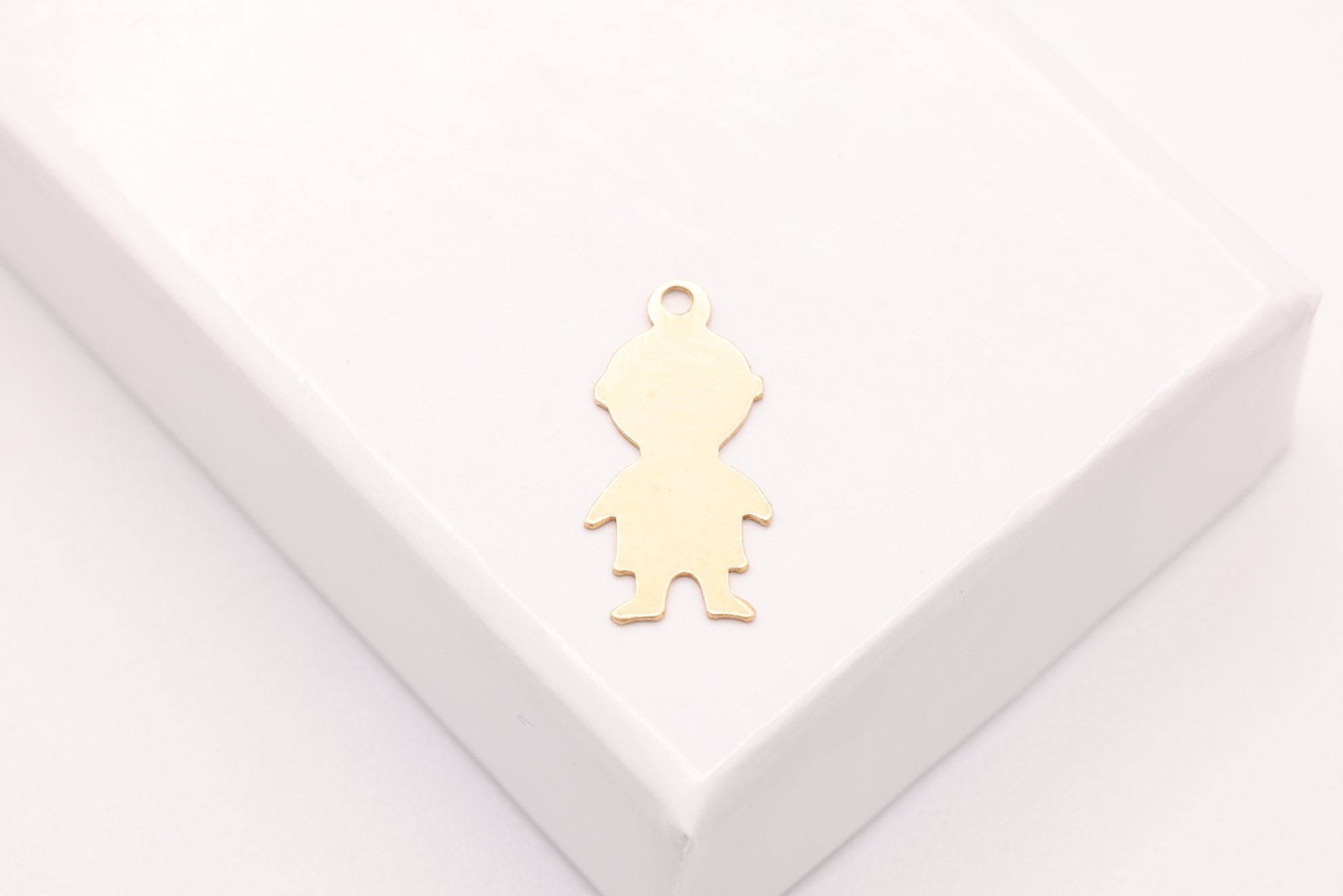 Little Boy Blank Charm, Gold - Filled, 14mm x 7mm, Boy Cutout Silhouette Stamping and Engravable, Bulk DIY Wholesale Jewelry Making Charm - HarperCrown