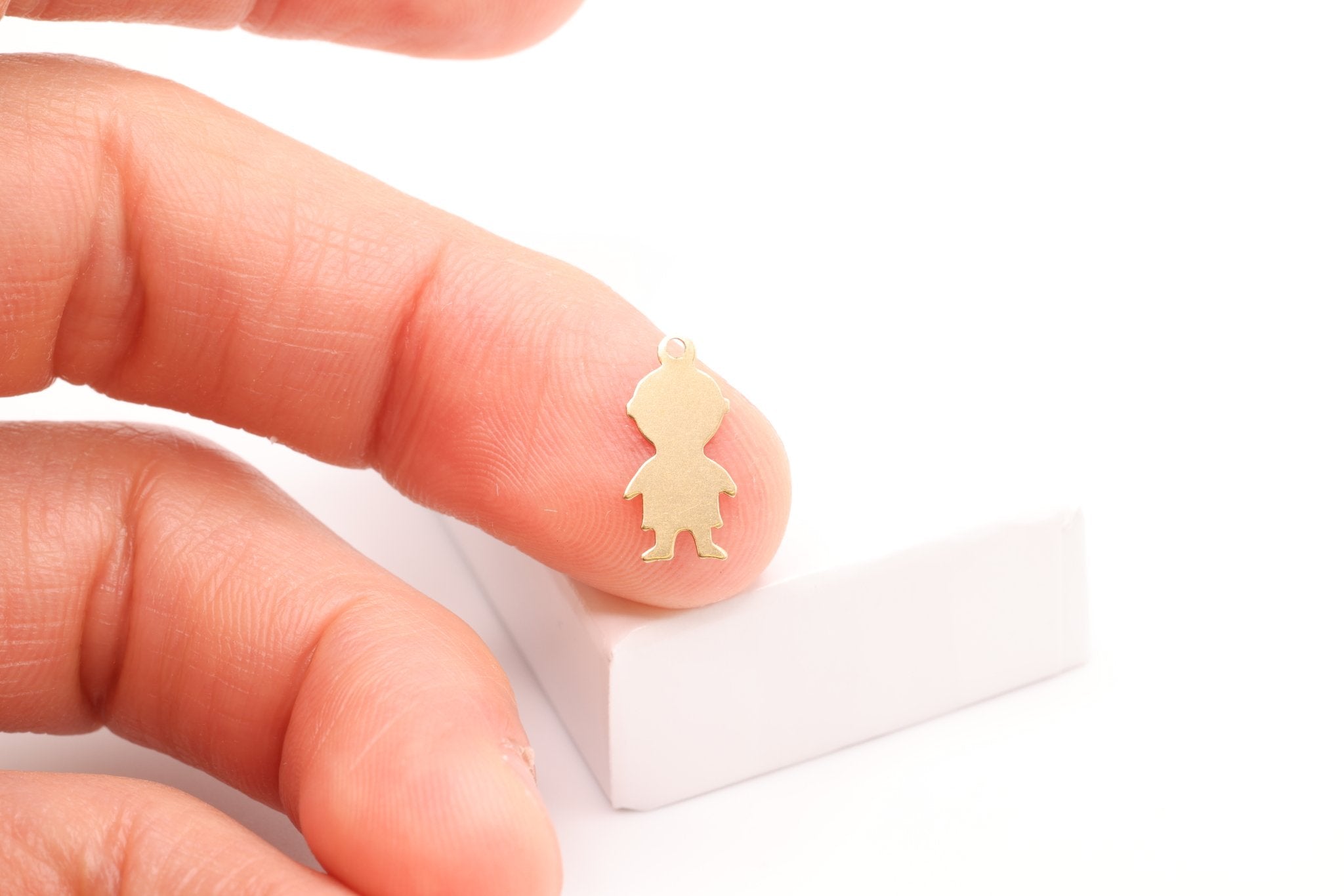 Little Boy Blank Charm, Gold - Filled, 14mm x 7mm, Boy Cutout Silhouette Stamping and Engravable, Bulk DIY Wholesale Jewelry Making Charm - HarperCrown