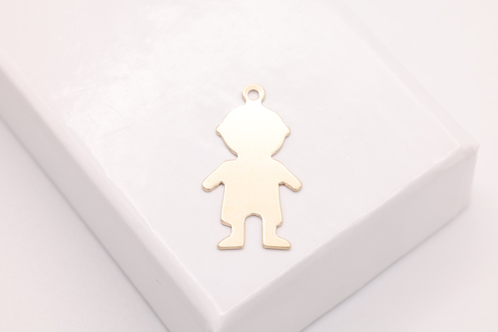 Little Boy Blank Charm, Gold - Filled, 18mm x 11mm, Boy Cutout Silhouette Stamping and Engravable, Bulk DIY Wholesale Jewelry Making Charm - HarperCrown