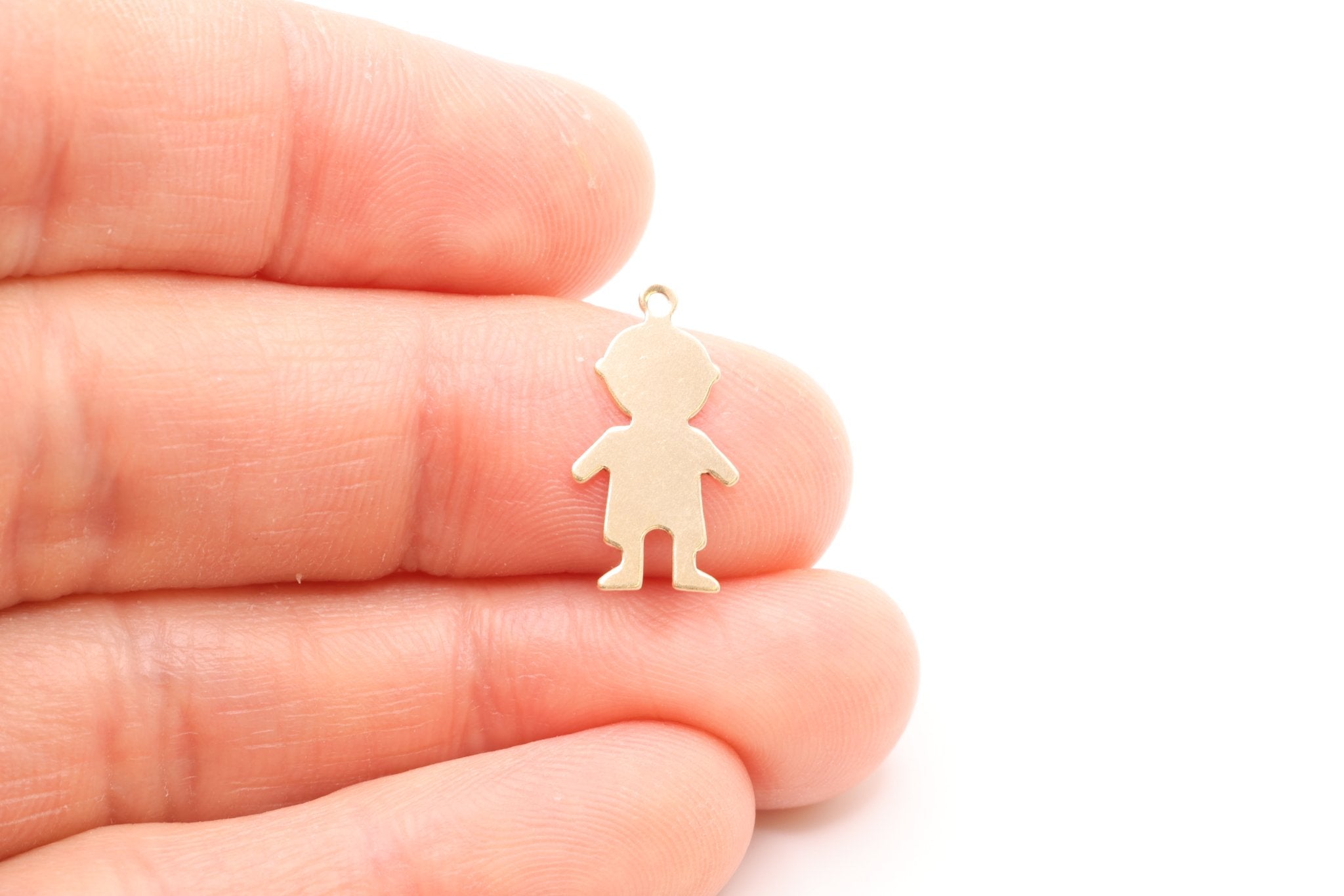 Little Boy Blank Charm, Gold - Filled, 18mm x 11mm, Boy Cutout Silhouette Stamping and Engravable, Bulk DIY Wholesale Jewelry Making Charm - HarperCrown