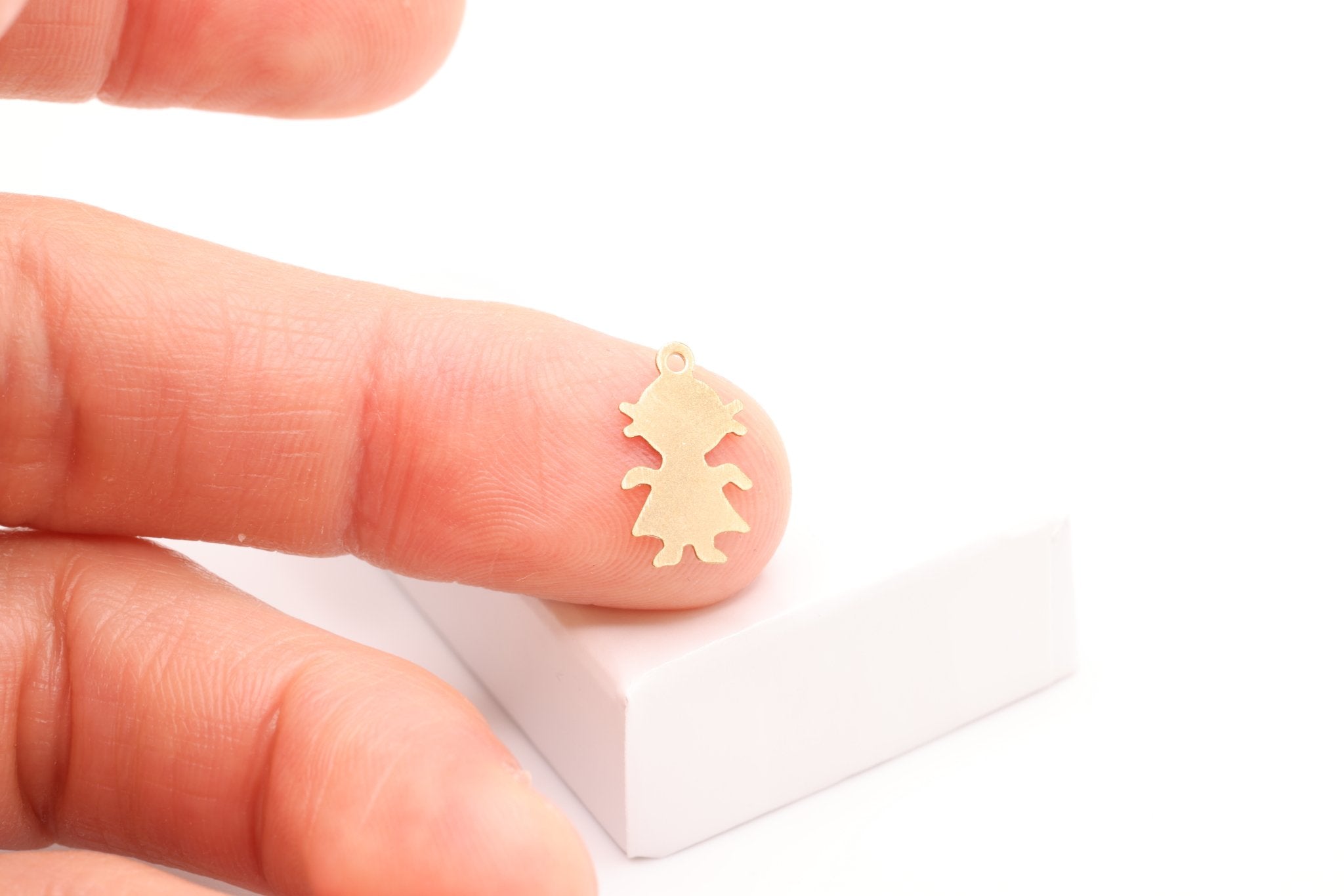 Little Girl Blank Charm, Gold - Filled, 14mm x 7mm, Girl Cutout Silhouette Stamping and Engravable, Bulk DIY Wholesale Jewelry Making Charm - HarperCrown