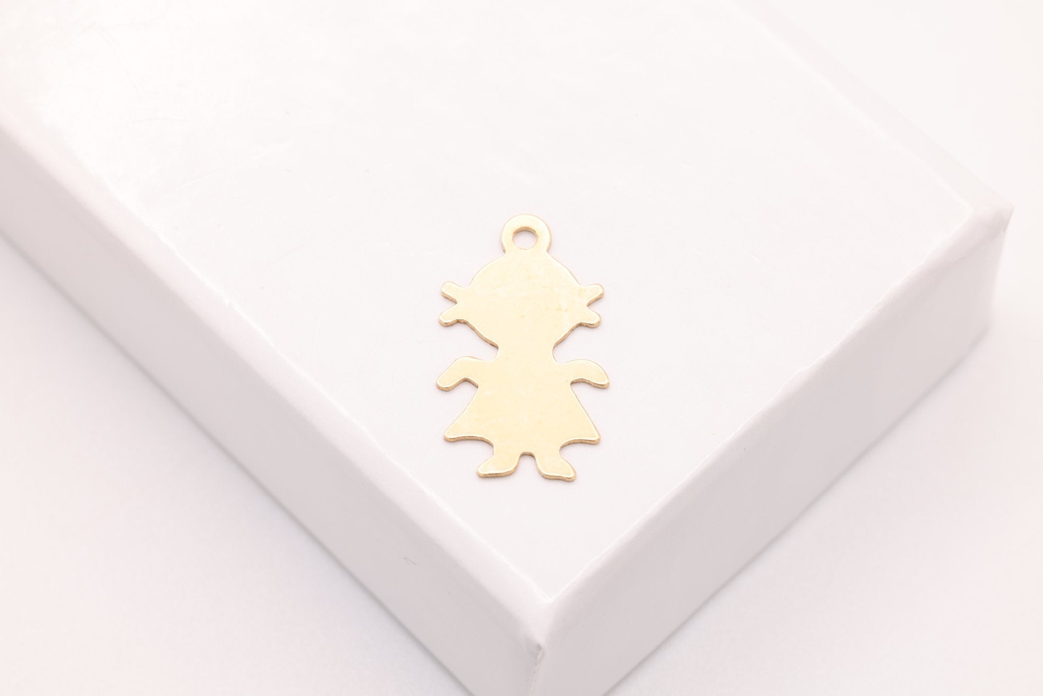 Little Girl Blank Charm, Gold - Filled, 14mm x 7mm, Girl Cutout Silhouette Stamping and Engravable, Bulk DIY Wholesale Jewelry Making Charm - HarperCrown