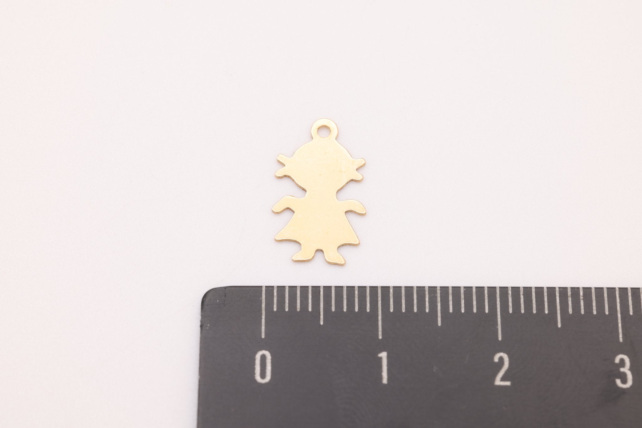 Little Girl Blank Charm, Gold - Filled, 14mm x 7mm, Girl Cutout Silhouette Stamping and Engravable, Bulk DIY Wholesale Jewelry Making Charm - HarperCrown