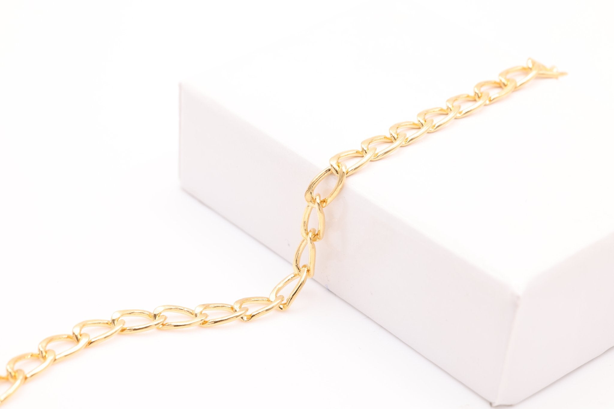 Long Curb Chain, Gold - Filled, 5mm x 3mm, Bulk DIY Spool Pay Per Foot Jewelry Making Chain - HarperCrown