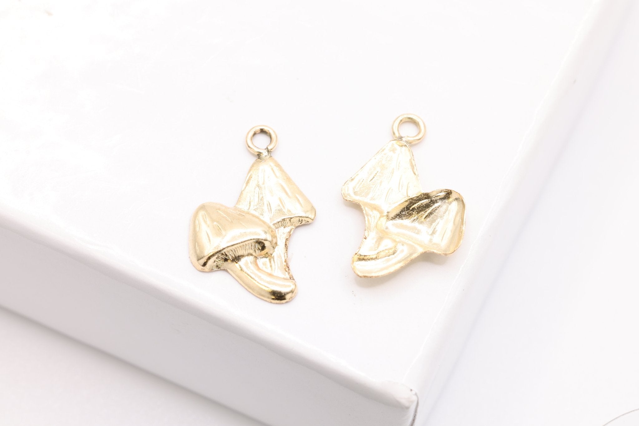 Mushroom Wholesale Charm, Gold - Filled, 12mm x 7mm, Permanent Bulk Jewelry Making Charms - HarperCrown