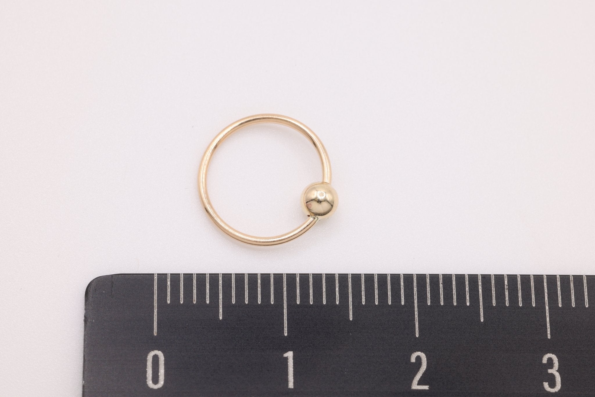 Nose Ring, 14K Gold - Filled, 10mm Ring with 3mm Ball - HarperCrown