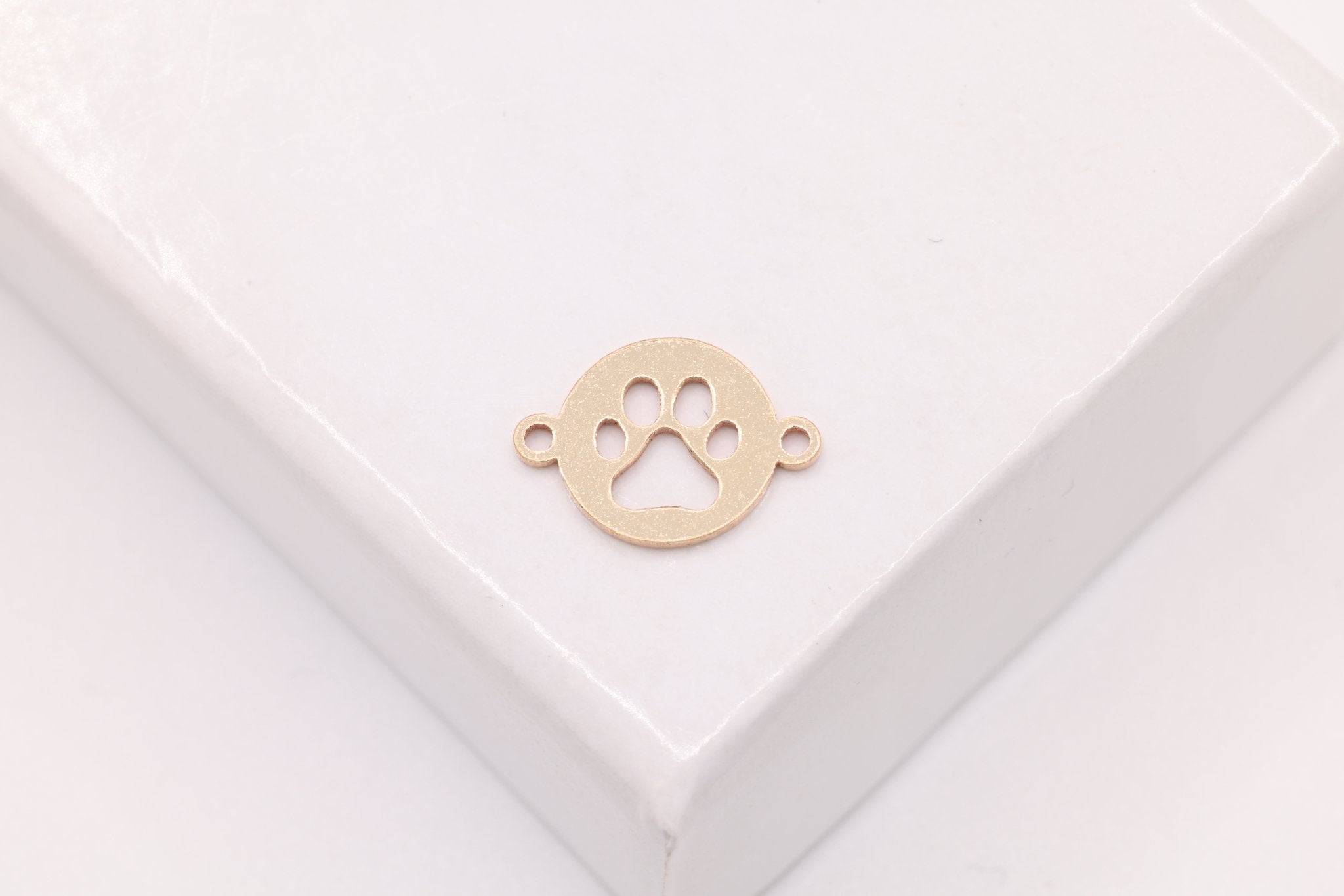 Paw Disc Charm Connector, Gold - Filled, 9mm x 6mm, Bulk DIY Wholesale Jewelry Making Charm - HarperCrown