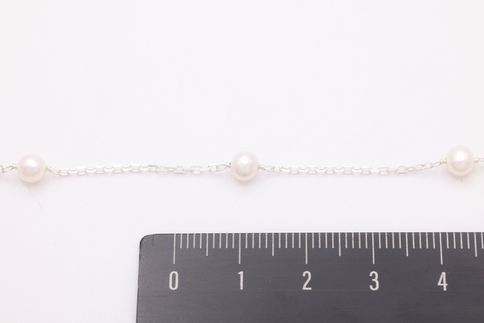 Pearl Satellite Chain, Sterling Silver, 4mm x 4mm, Bulk DIY Spool Pay Per Foot Jewelry Making Chain - HarperCrown