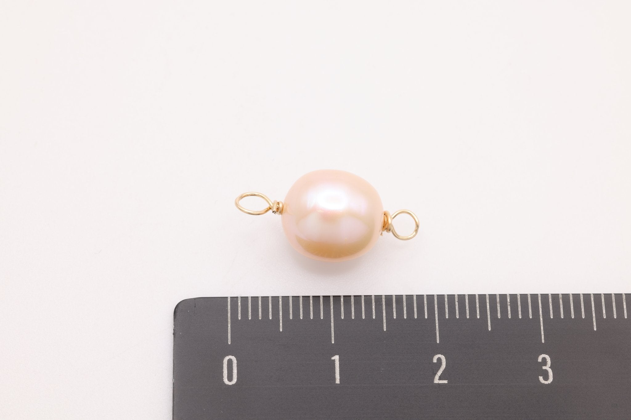 Pink Potato Freshwater Pearl Connector Charm, Gold - Filled, 18mm x 8mm, Wire Wrapped Pearl, Bulk DIY Wholesale Jewelry Making Charm - HarperCrown