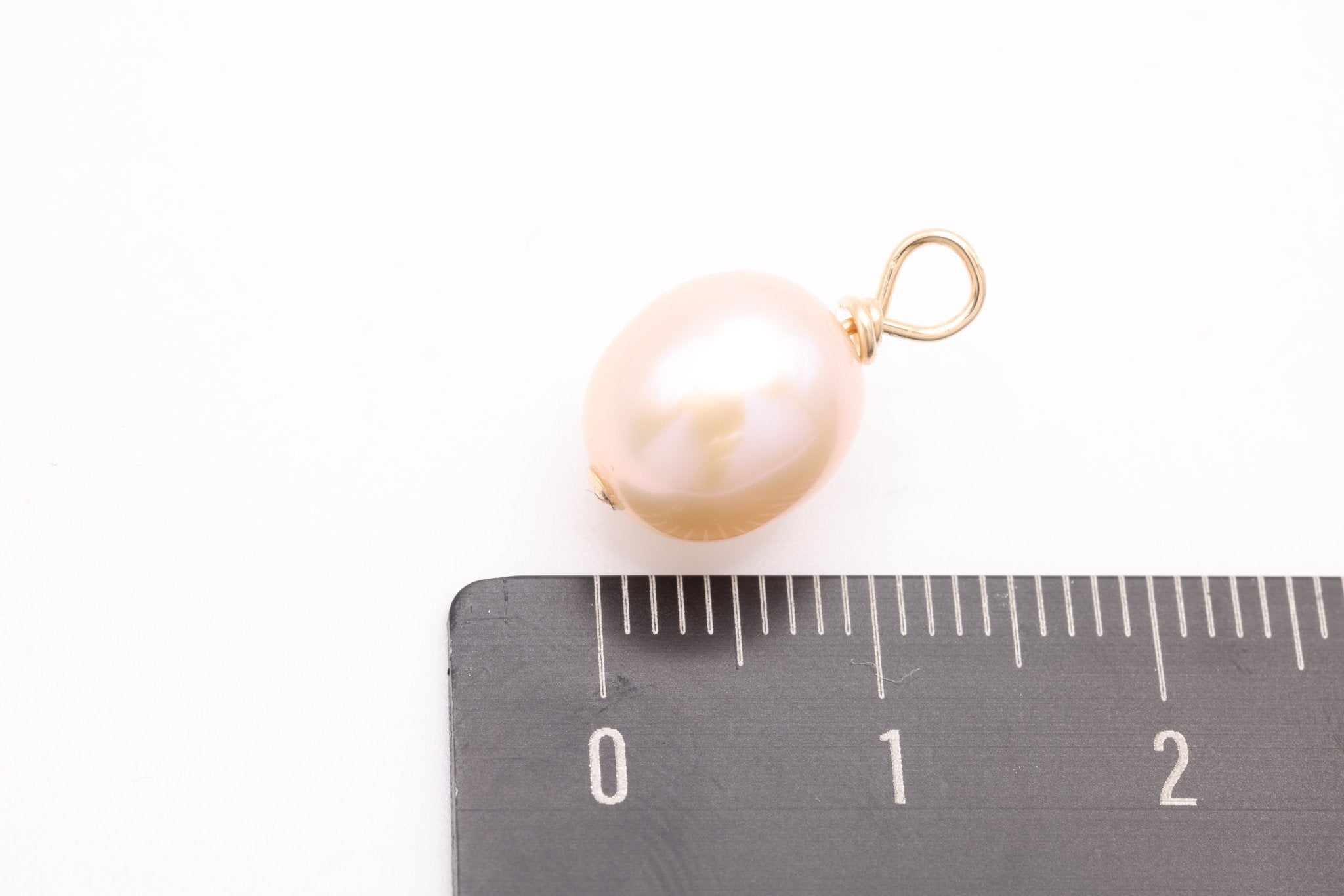 Pink Potato Pearl Drop Charm, Gold - Filled, 15mm x 9mm, Wire Wrapped Pearl, Bulk DIY Wholesale Jewelry Making Charm - HarperCrown