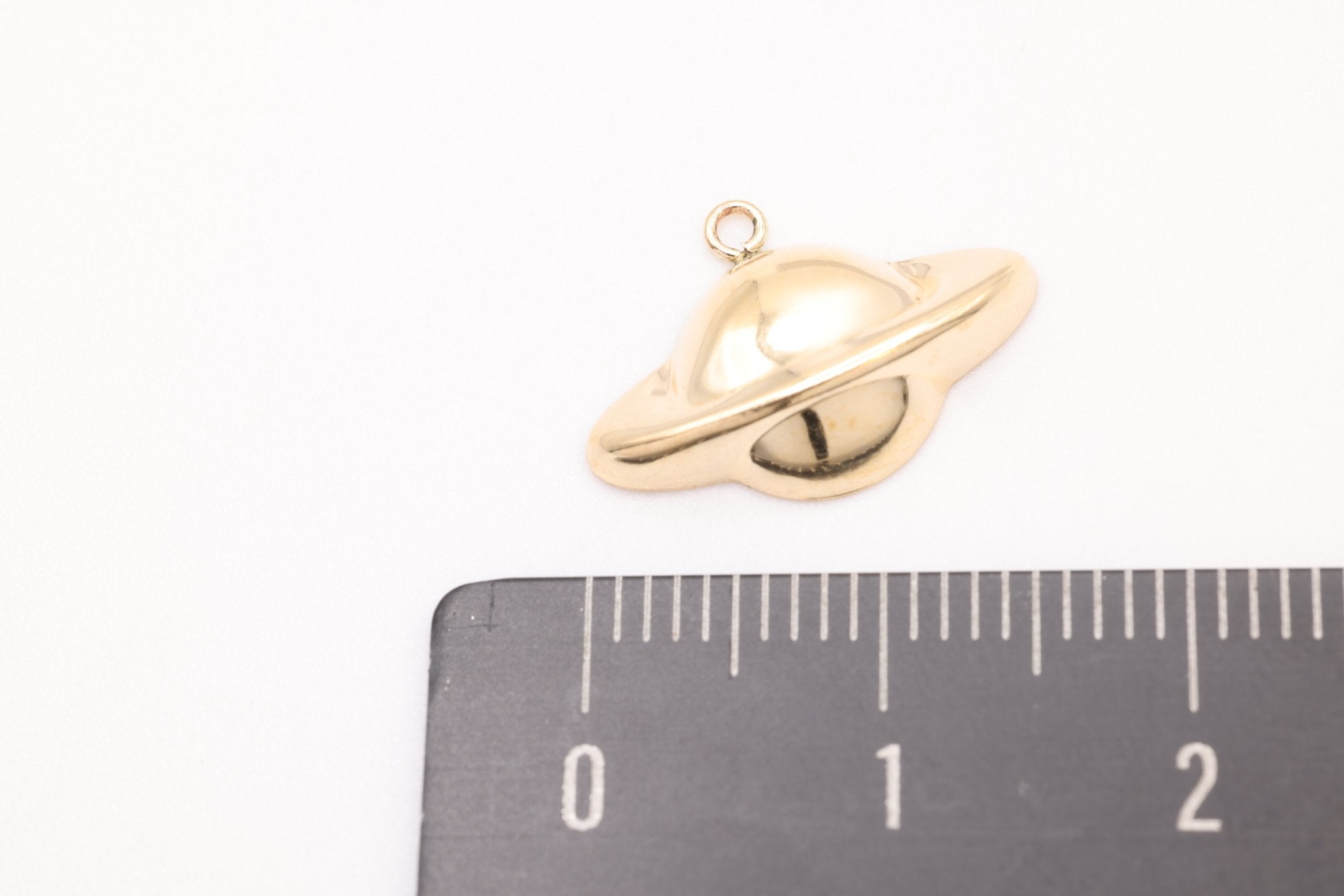 Planet Saturn Charm, Gold - Filled, 16mm x 11mm, Celestial Space Planet Charm, Bulk Wholesale Jewelry Making Charm - HarperCrown