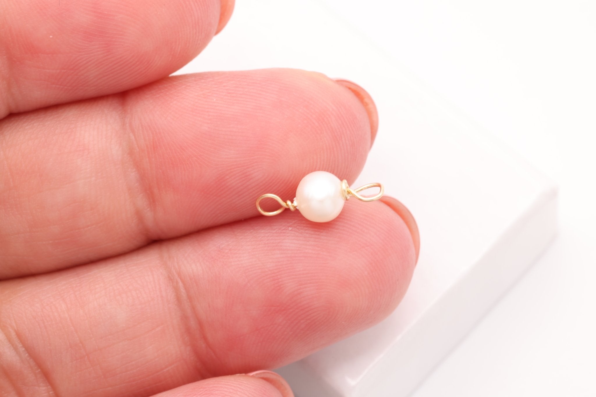 Potato Freshwater Pearl Connector Charm, Gold - Filled, 12mm x 5mm, Wire Wrapped Pearl, Bulk DIY Wholesale Jewelry Making Charm - HarperCrown