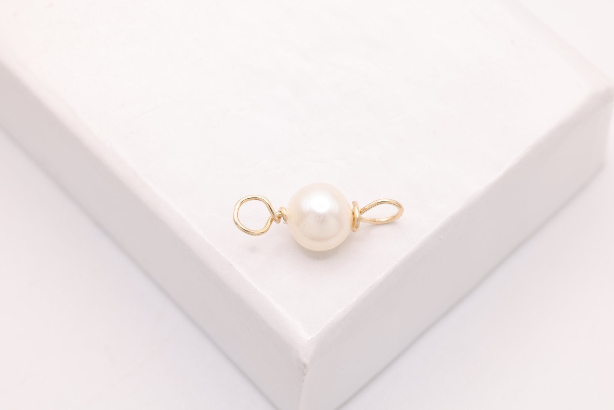 Potato Freshwater Pearl Connector Charm, Gold - Filled, 12mm x 5mm, Wire Wrapped Pearl, Bulk DIY Wholesale Jewelry Making Charm - HarperCrown