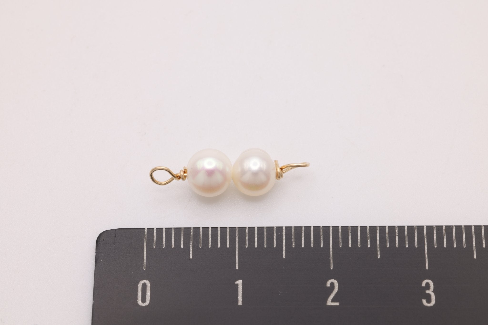 Potato Freshwater Pearl Connector Charm, Gold - Filled, 17mm x 5mm, Wire Wrapped Pearl, Bulk DIY Wholesale Jewelry Making Charm - HarperCrown