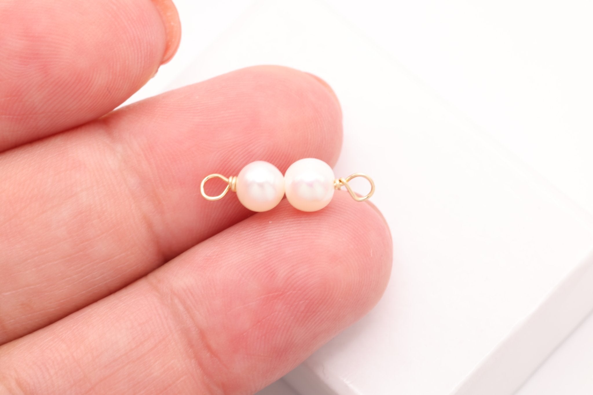 Potato Freshwater Pearl Connector Charm, Gold - Filled, 17mm x 5mm, Wire Wrapped Pearl, Bulk DIY Wholesale Jewelry Making Charm - HarperCrown