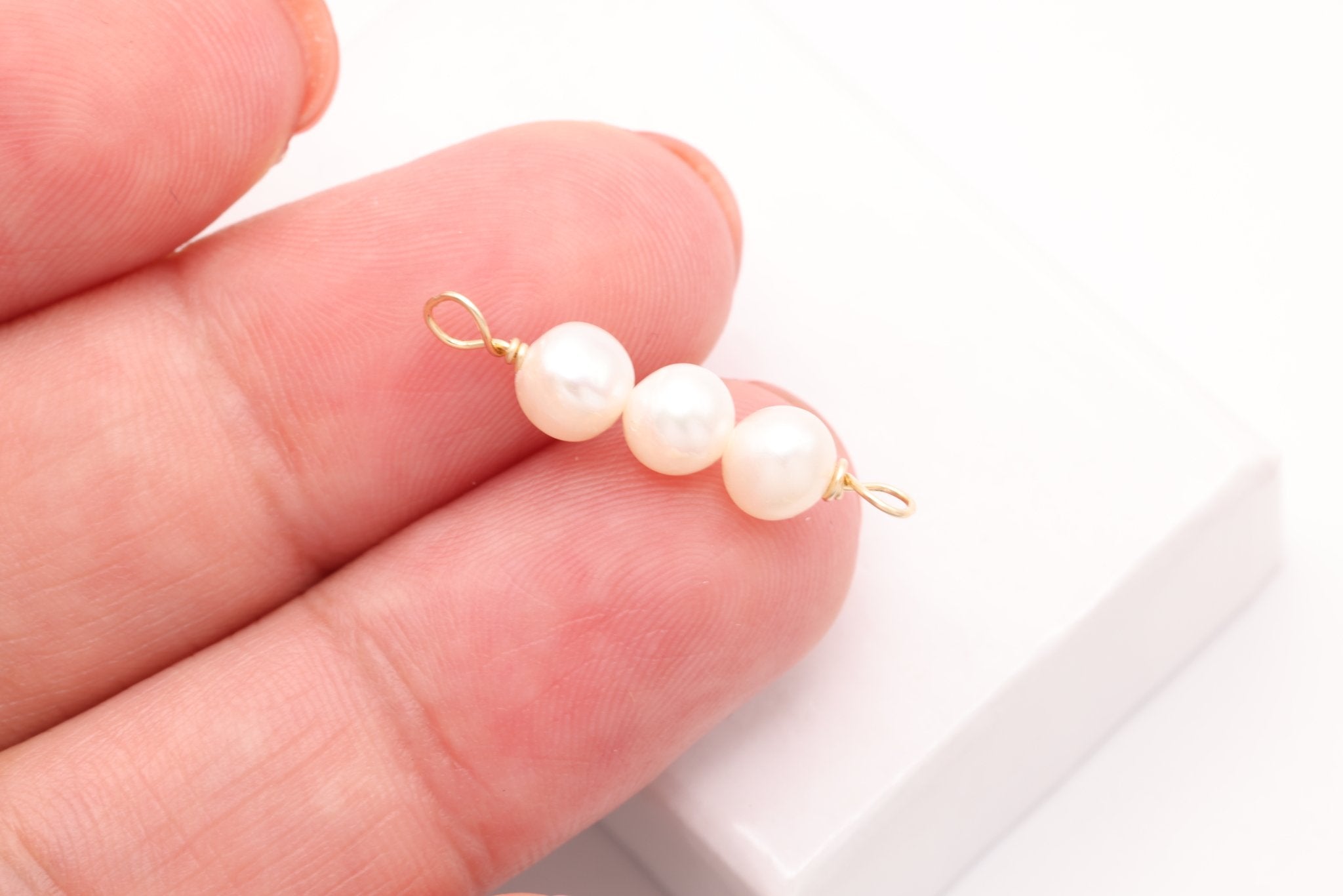 Potato Freshwater Pearl Connector Charm, Gold - Filled, 23mm x 5mm, Wire Wrapped Pearl, Bulk DIY Wholesale Jewelry Making Charm - HarperCrown