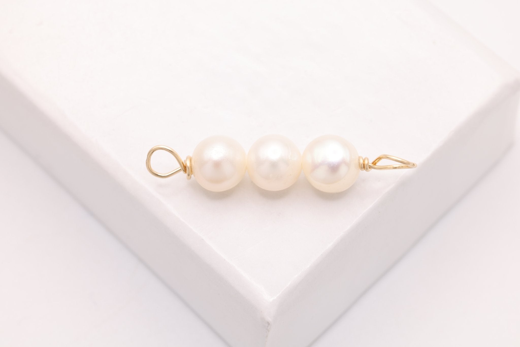 Potato Freshwater Pearl Connector Charm, Gold - Filled, 23mm x 5mm, Wire Wrapped Pearl, Bulk DIY Wholesale Jewelry Making Charm - HarperCrown