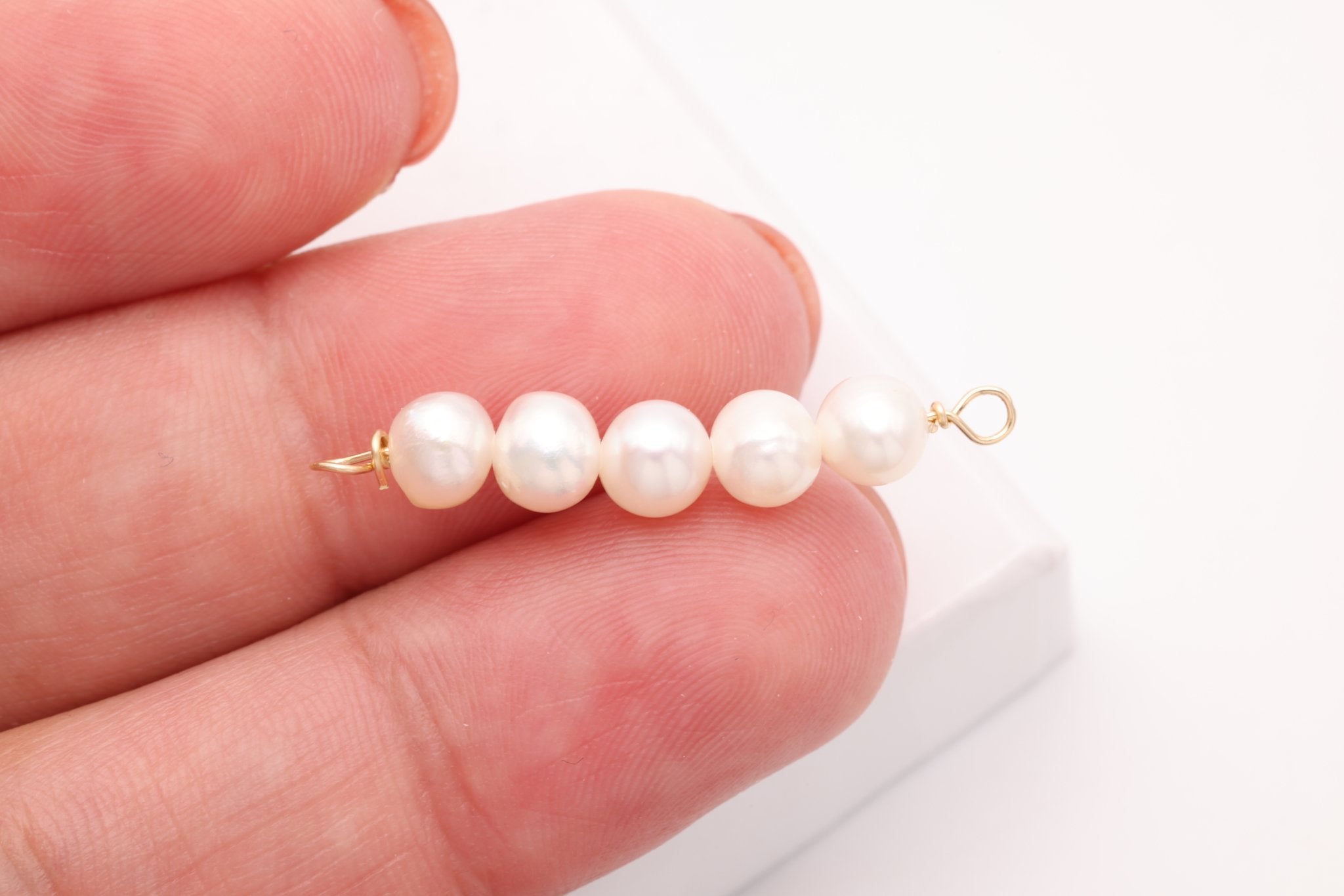 Potato Freshwater Pearl Connector Charm, Gold - Filled, 30mm x 5mm, Wire Wrapped Pearl, Bulk DIY Wholesale Jewelry Making Charm - HarperCrown