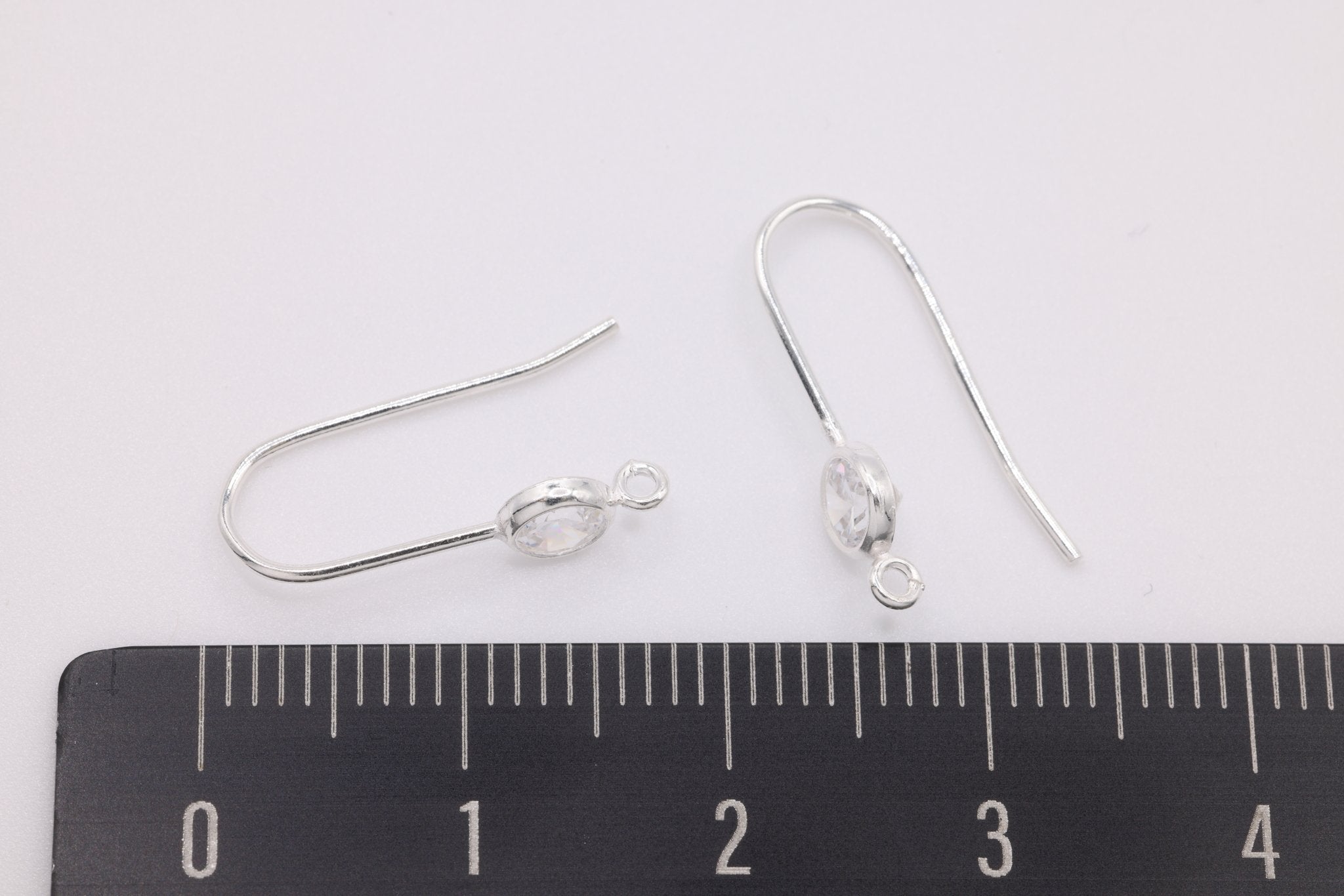 Round CZ Hook Ear Wire Earrings, 4mm, 925 Sterling Silver - HarperCrown