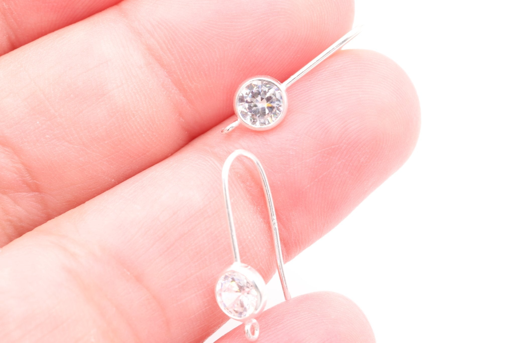 Round CZ Hook Ear Wire Earrings, 5mm, 925 Sterling Silver - HarperCrown