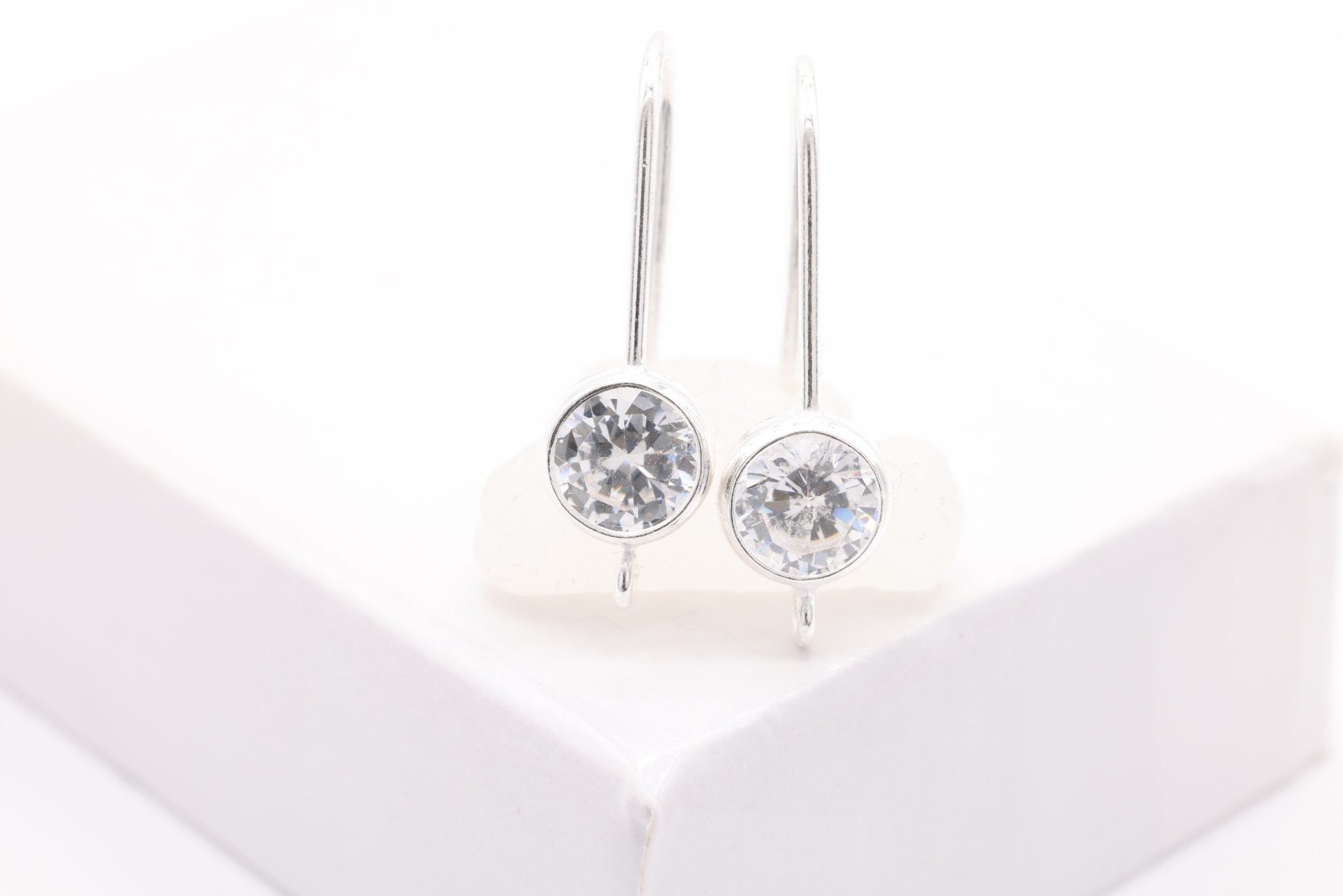 Round CZ Hook Ear Wire Earrings, 5mm, 925 Sterling Silver - HarperCrown