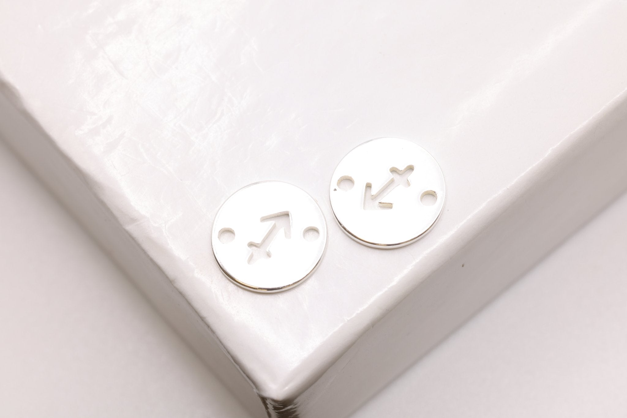 Sagitarius Zodiac Connector Charm, 925 Sterling Silver, 6mm x 6mm, Bulk Wholesale Jewelry Making Charm - HarperCrown