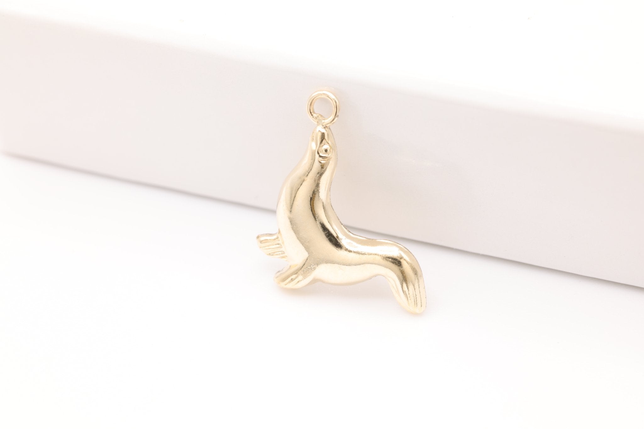 Seal Charm, 14K Gold - Filled, Stamped Seal Sealife Charm, Jewelry Making Charm - HarperCrown