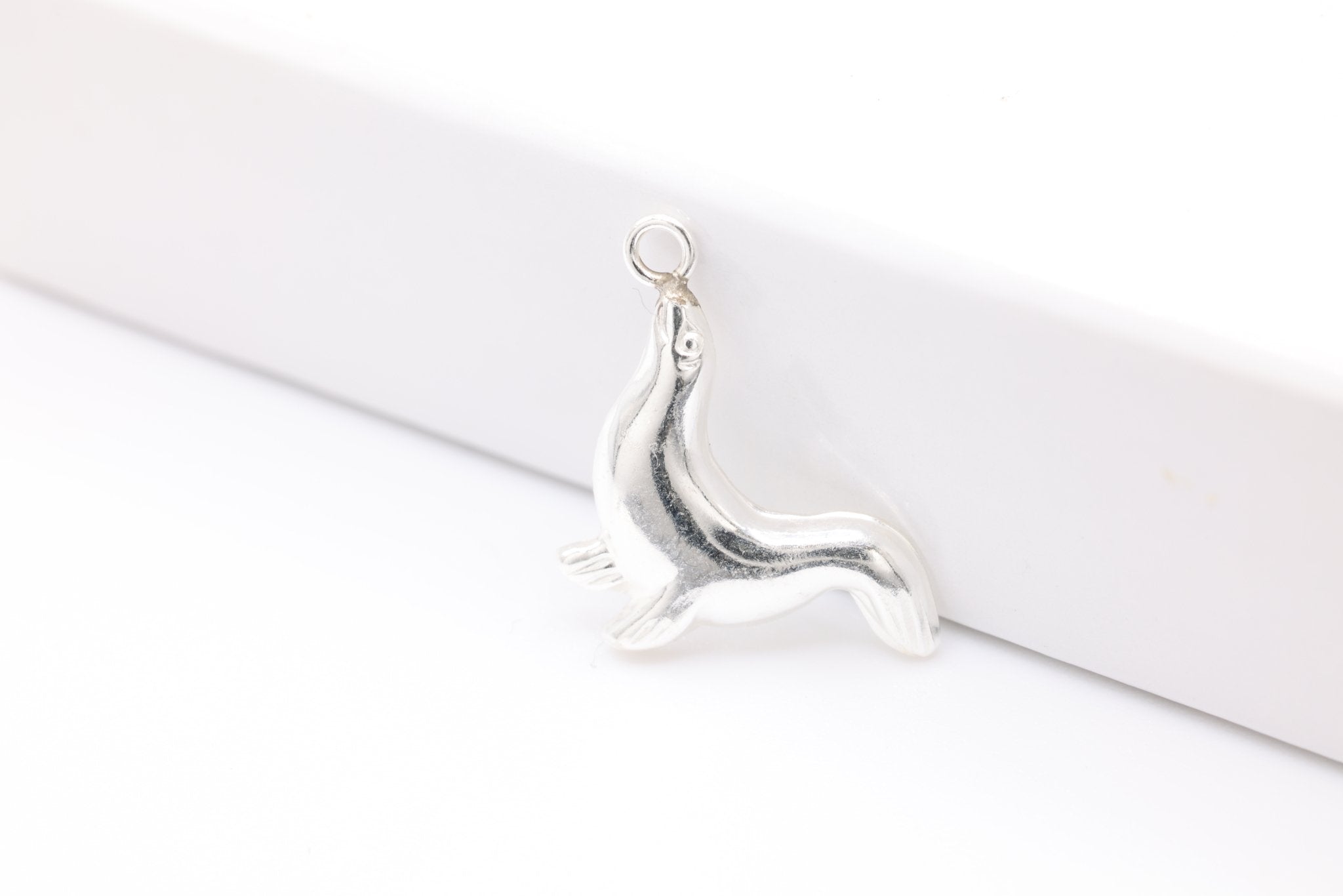 Seal Charm, 925 Sterling Silver, Stamped Seal Sealife Charm, Jewelry Making Charm - HarperCrown