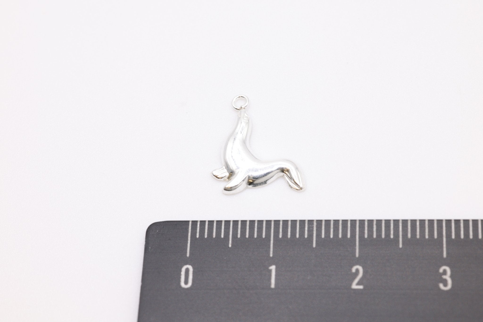 Seal Charm, 925 Sterling Silver, Stamped Seal Sealife Charm, Jewelry Making Charm - HarperCrown