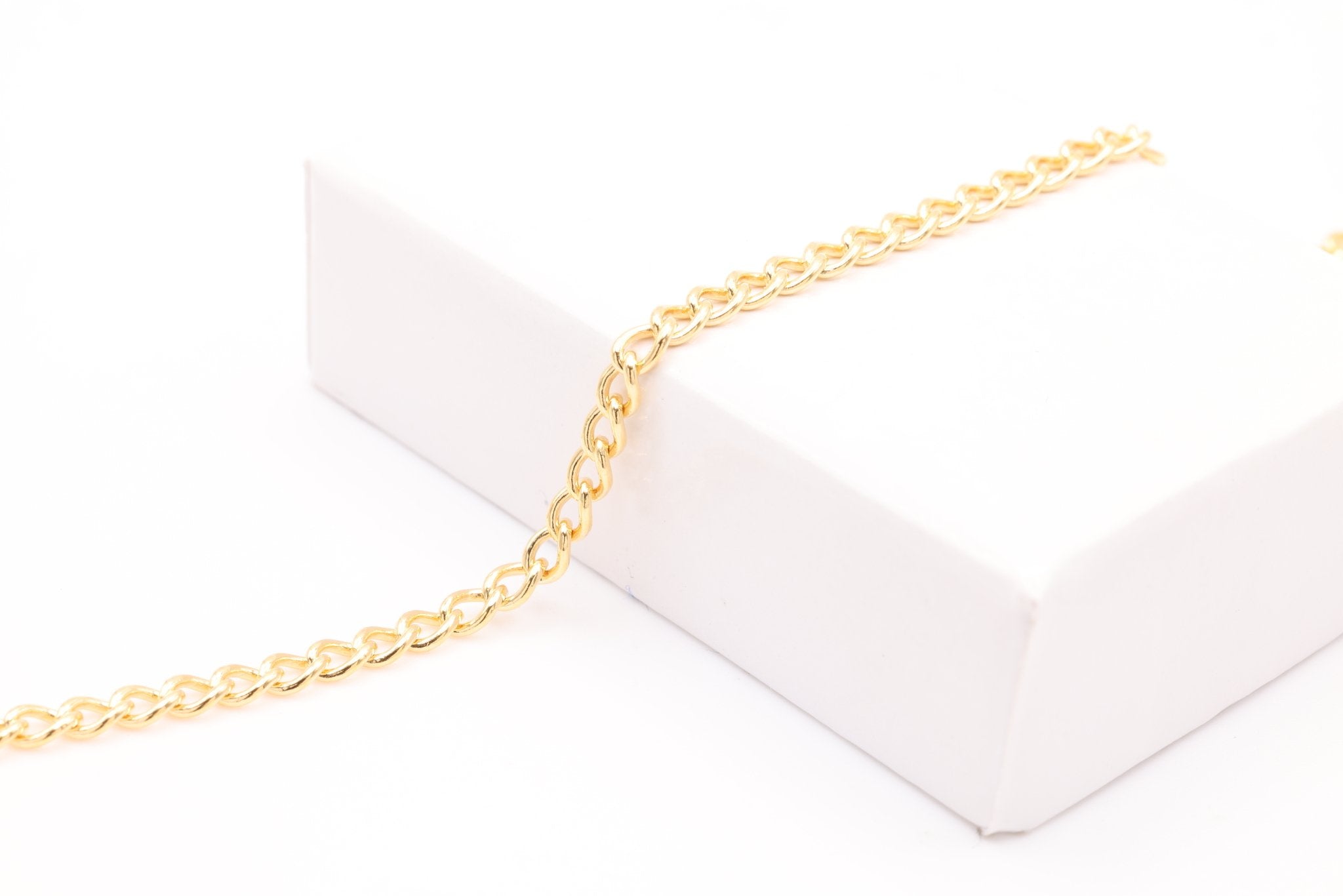 Short Curb Chain, Gold - Filled, 2mm x 2mm, Bulk DIY Spool Pay Per Foot Jewelry Making Chain - HarperCrown