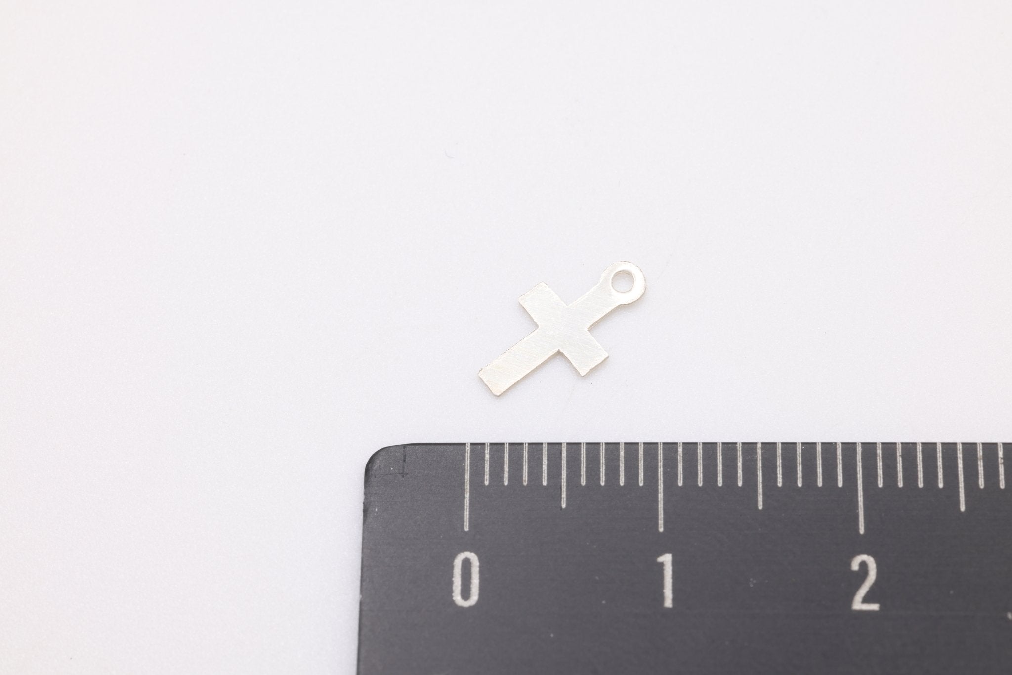 Small Cross Charm, 925 Sterling Silver, 10mm x 5mm, Bulk DIY Wholesale Jewelry Making Charm - HarperCrown