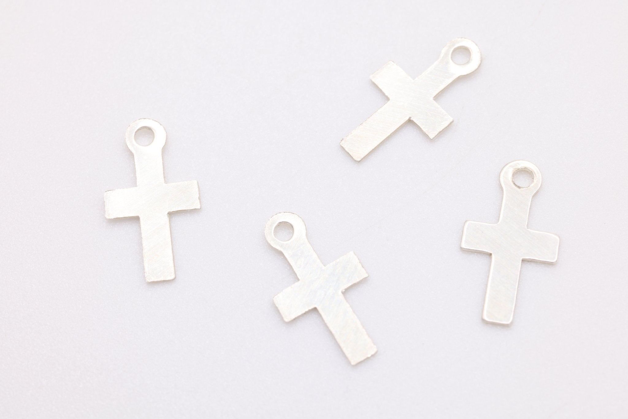 Small Cross Charm, 925 Sterling Silver, 10mm x 5mm, Bulk DIY Wholesale Jewelry Making Charm - HarperCrown