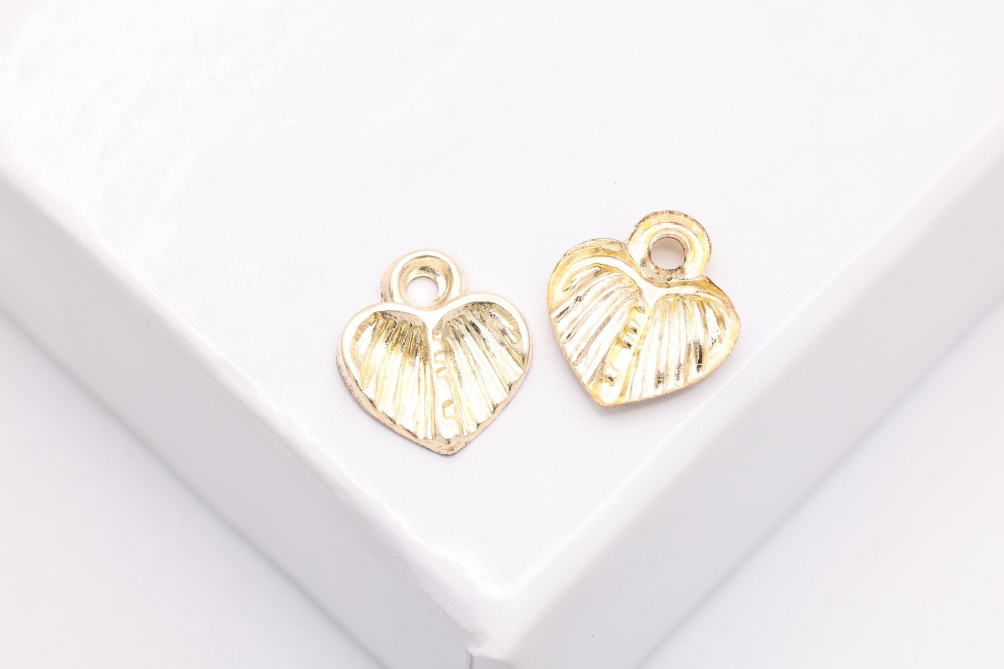 Small Heart Charm, Gold - Filled, 8mm x 8mm, Sacred Lined Heart, Wholesale Bulk DIY Wholesale Jewelry Making Charm - HarperCrown