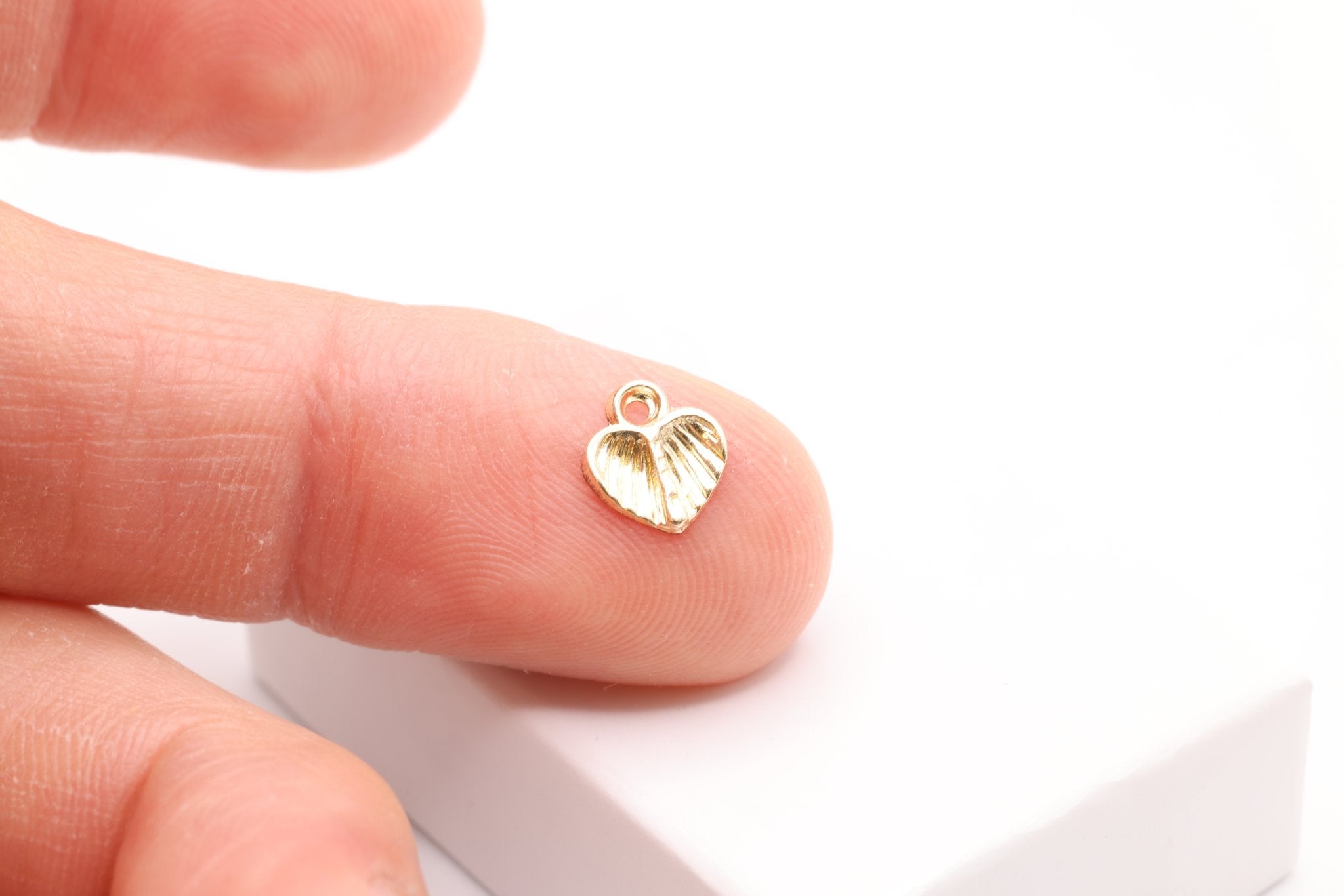 Small Heart Charm, Gold - Filled, 8mm x 8mm, Sacred Lined Heart, Wholesale Bulk DIY Wholesale Jewelry Making Charm - HarperCrown