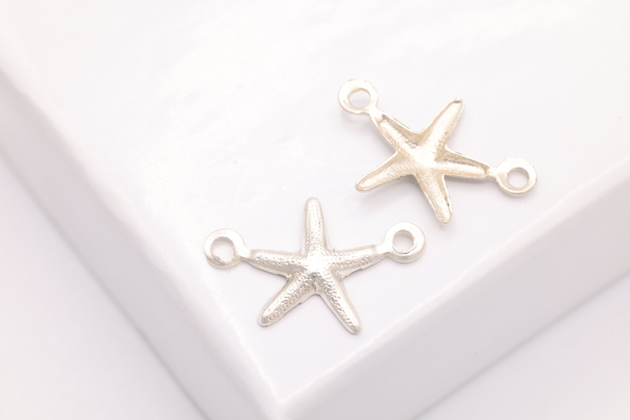 Starfish Connector Charm, 925 Sterling Silver, 12mm x 8mm, Ocean Sealife Charm, Bulk DIY Wholesale Jewelry Making Charm - HarperCrown