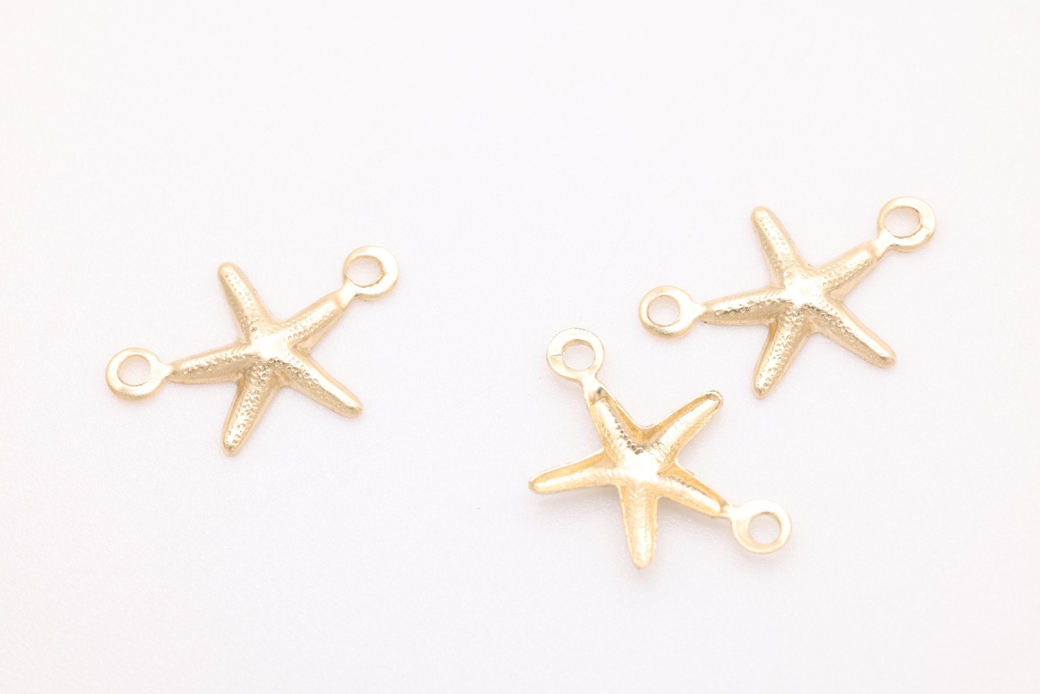 Starfish Connector Charm, Gold - Filled, 12mm x 8mm, Ocean Sealife Charm, Bulk DIY Wholesale Jewelry Making Charm - HarperCrown