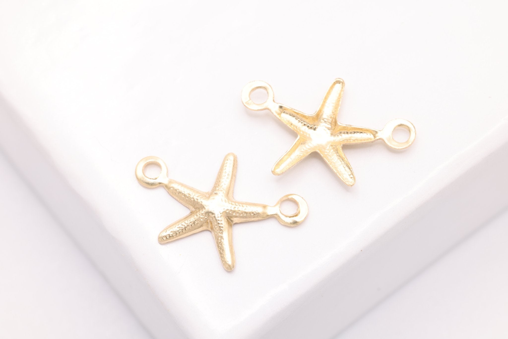 Starfish Connector Charm, Gold - Filled, 12mm x 8mm, Ocean Sealife Charm, Bulk DIY Wholesale Jewelry Making Charm - HarperCrown